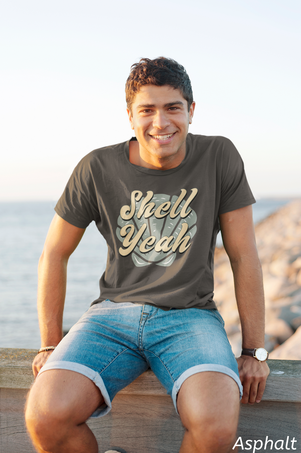 Shell Yeah Tee- Retro Seashell Beach Shirt