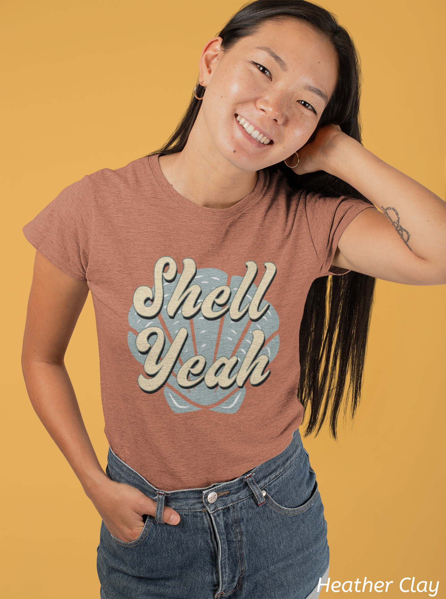 Shell Yeah Tee- Retro Seashell Beach Shirt