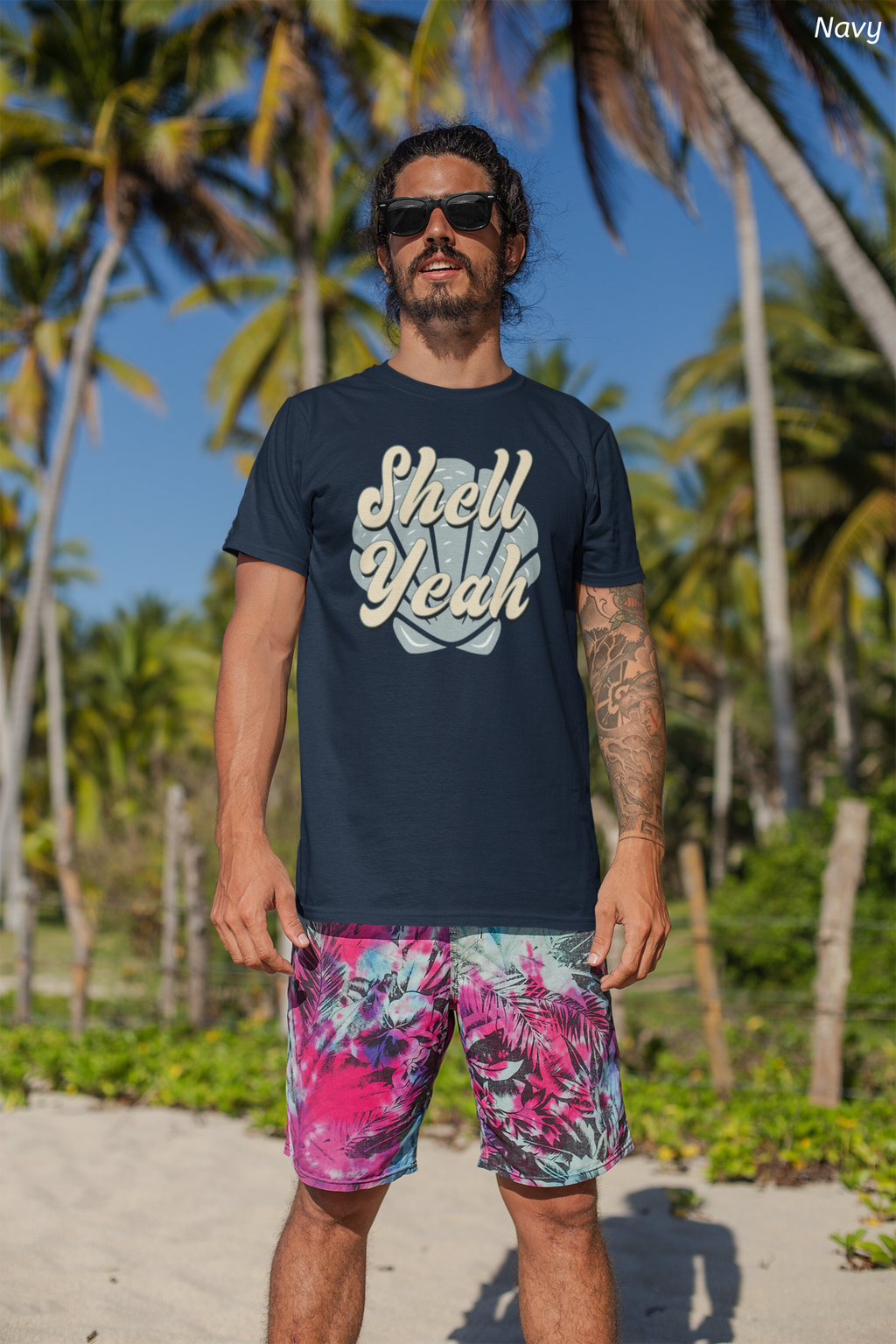 Shell Yeah Tee- Retro Seashell Beach Shirt