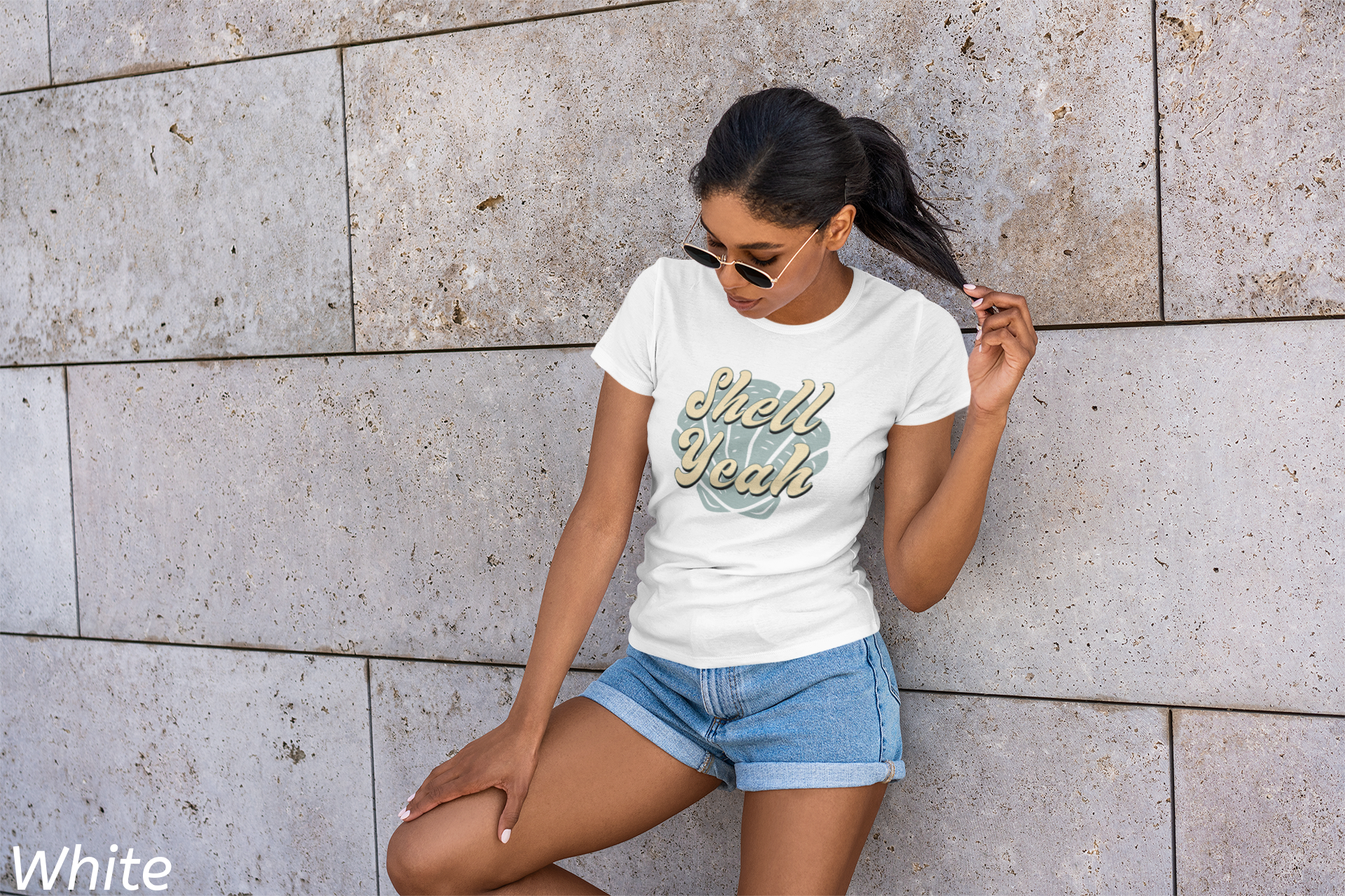 Shell Yeah Tee- Retro Seashell Beach Shirt
