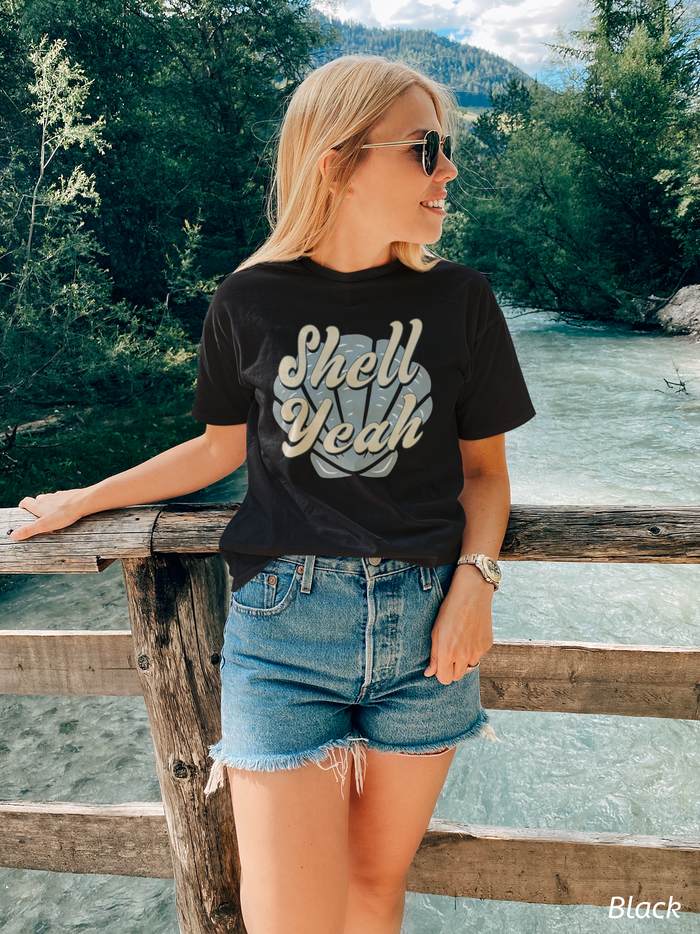Shell Yeah Tee- Retro Seashell Beach Shirt