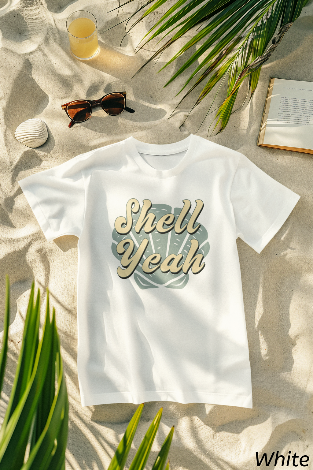 Shell Yeah Tee- Retro Seashell Beach Shirt