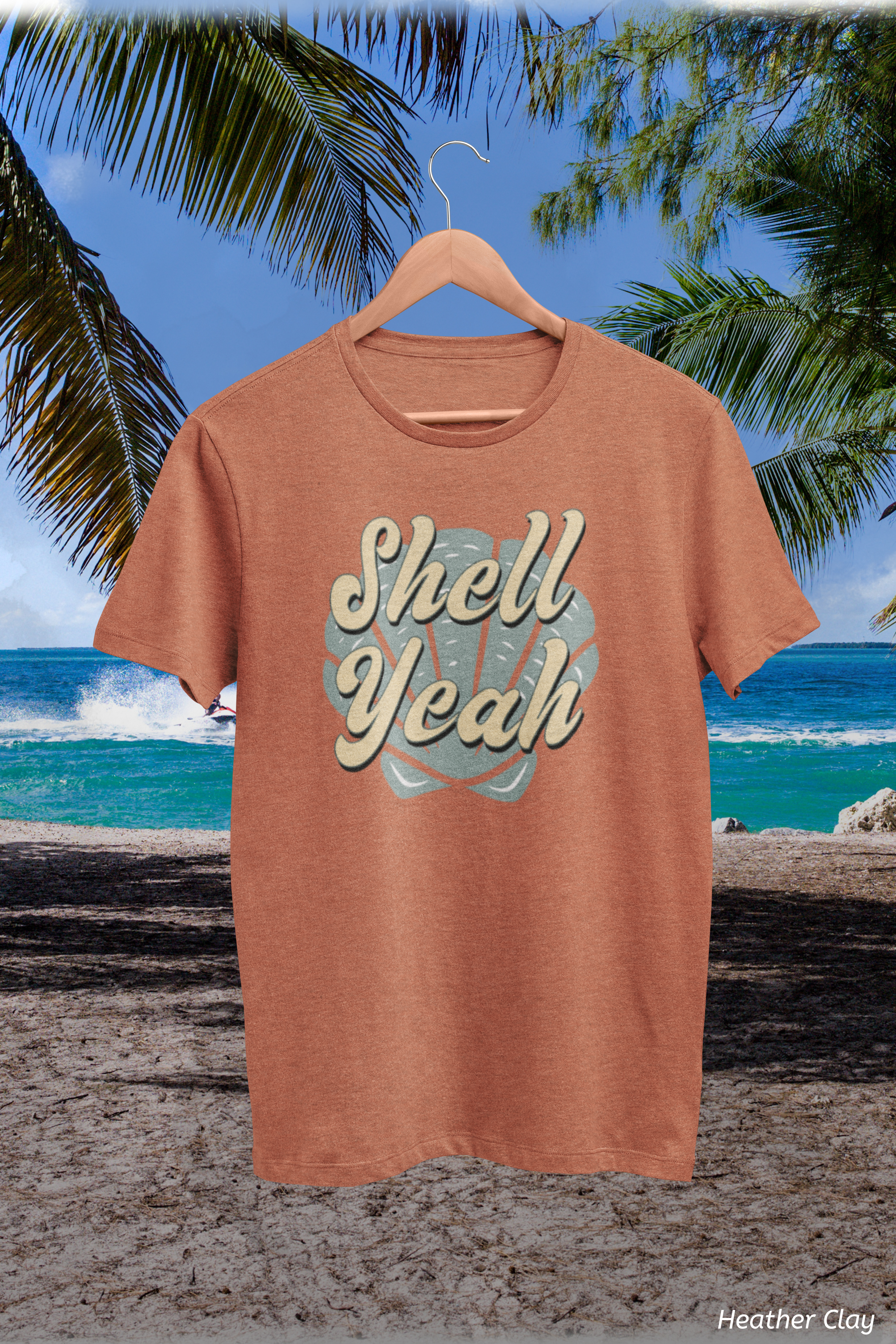 Shell Yeah Tee- Retro Seashell Beach Shirt