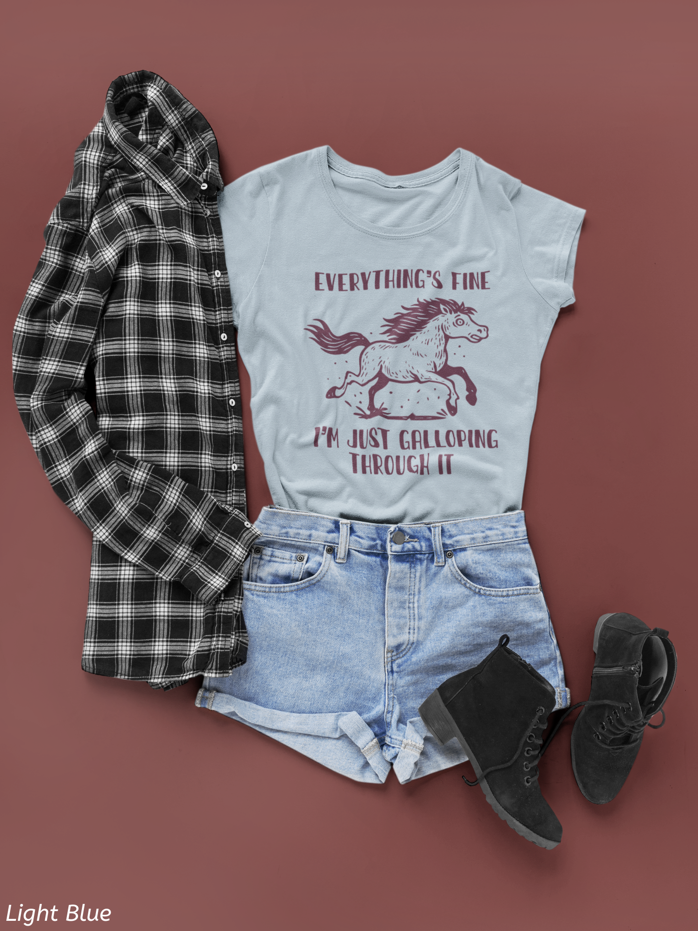 Everything's Fine Horse Shirt, Galloping Through It- Sarcastic Animal Tee