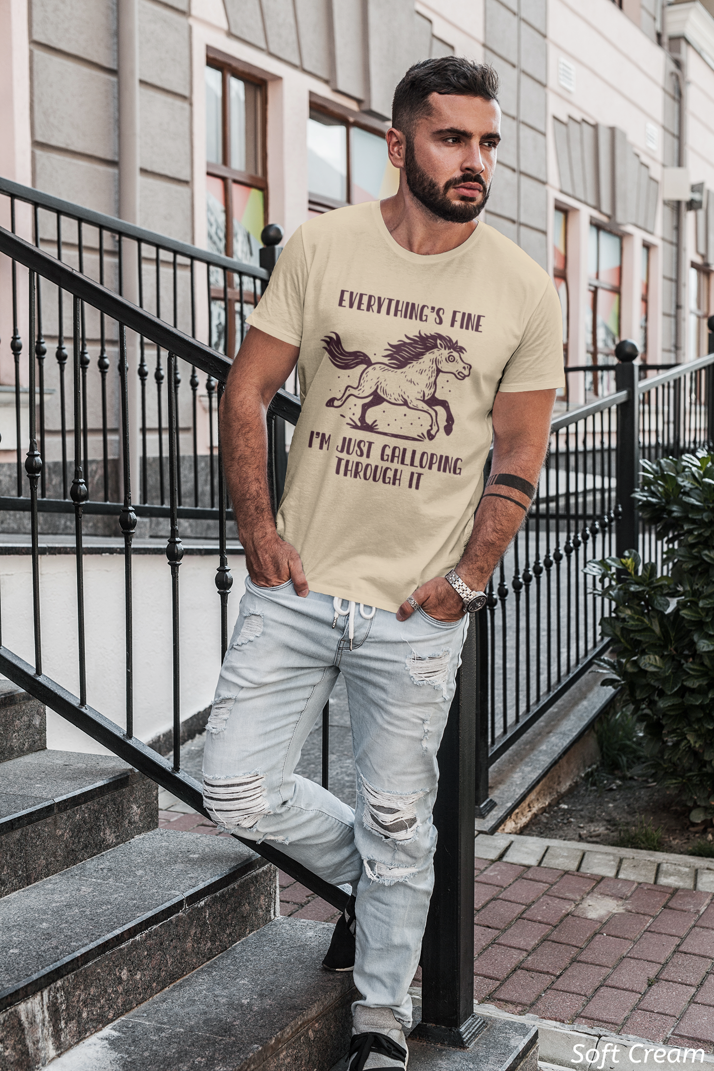 Everything's Fine Horse Shirt, Galloping Through It- Sarcastic Animal Tee