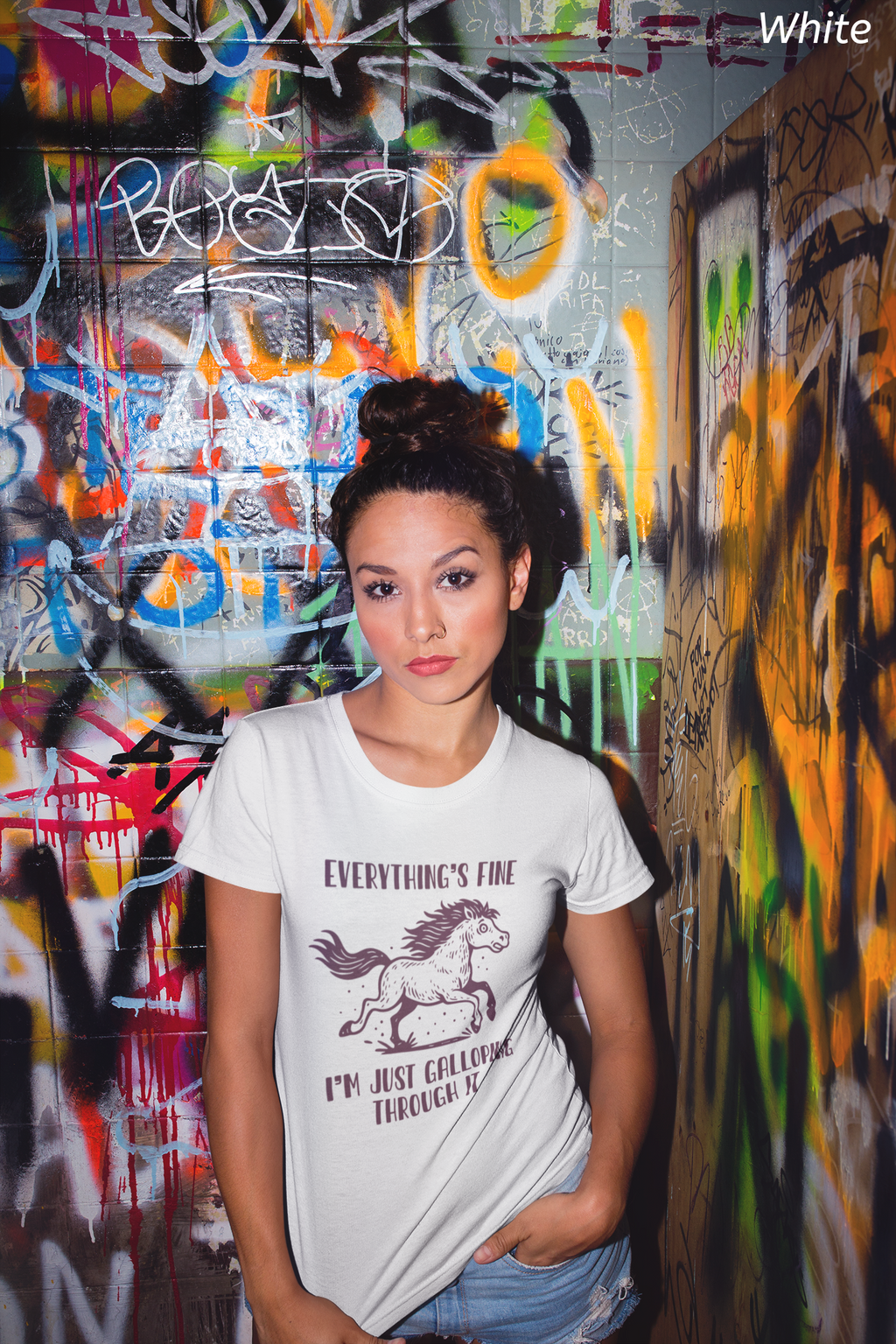 Everything's Fine Horse Shirt, Galloping Through It- Sarcastic Animal Tee