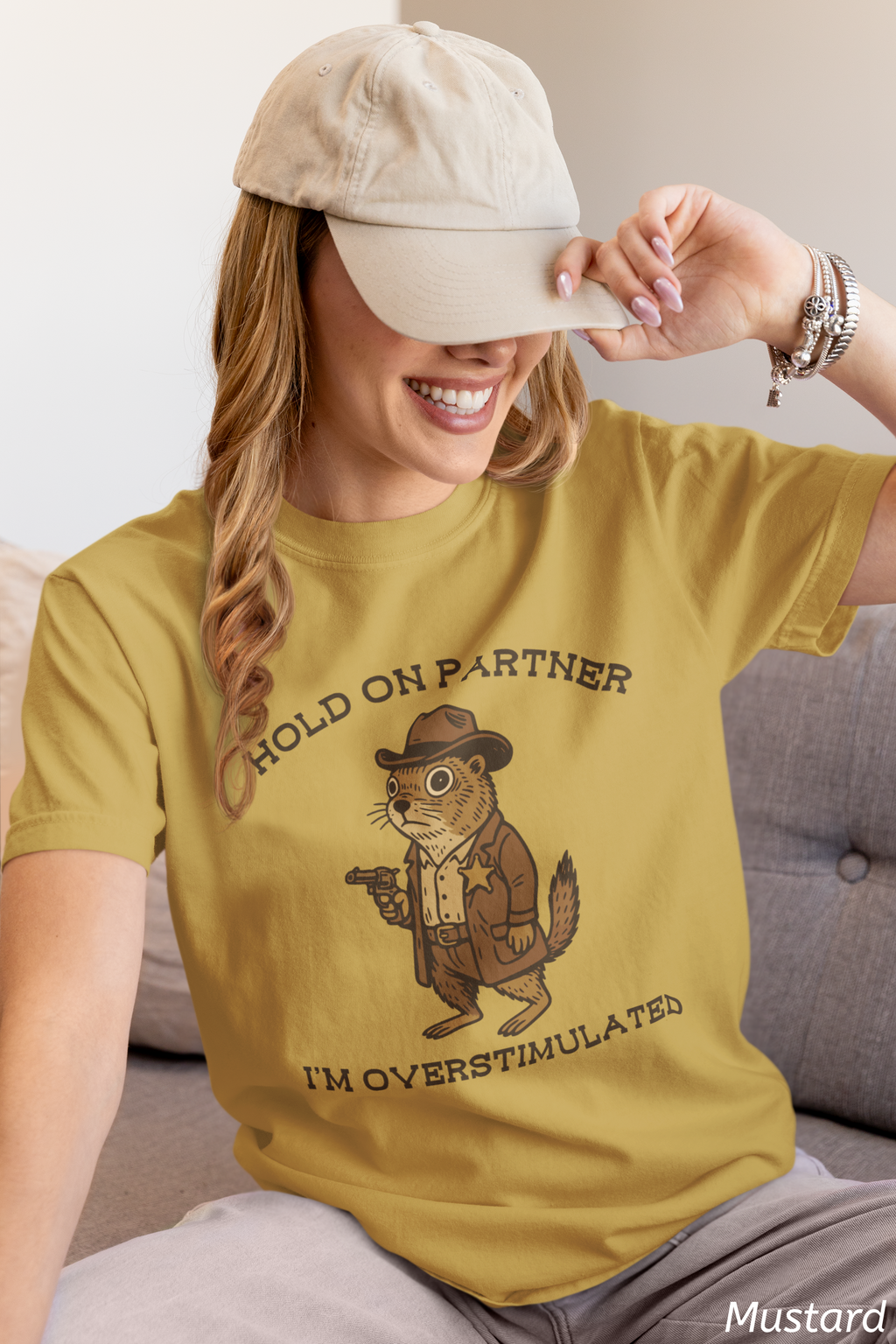 Hold On Partner, I’m Overstimulated Shirt – Funny Western Prairie Dog Tee
