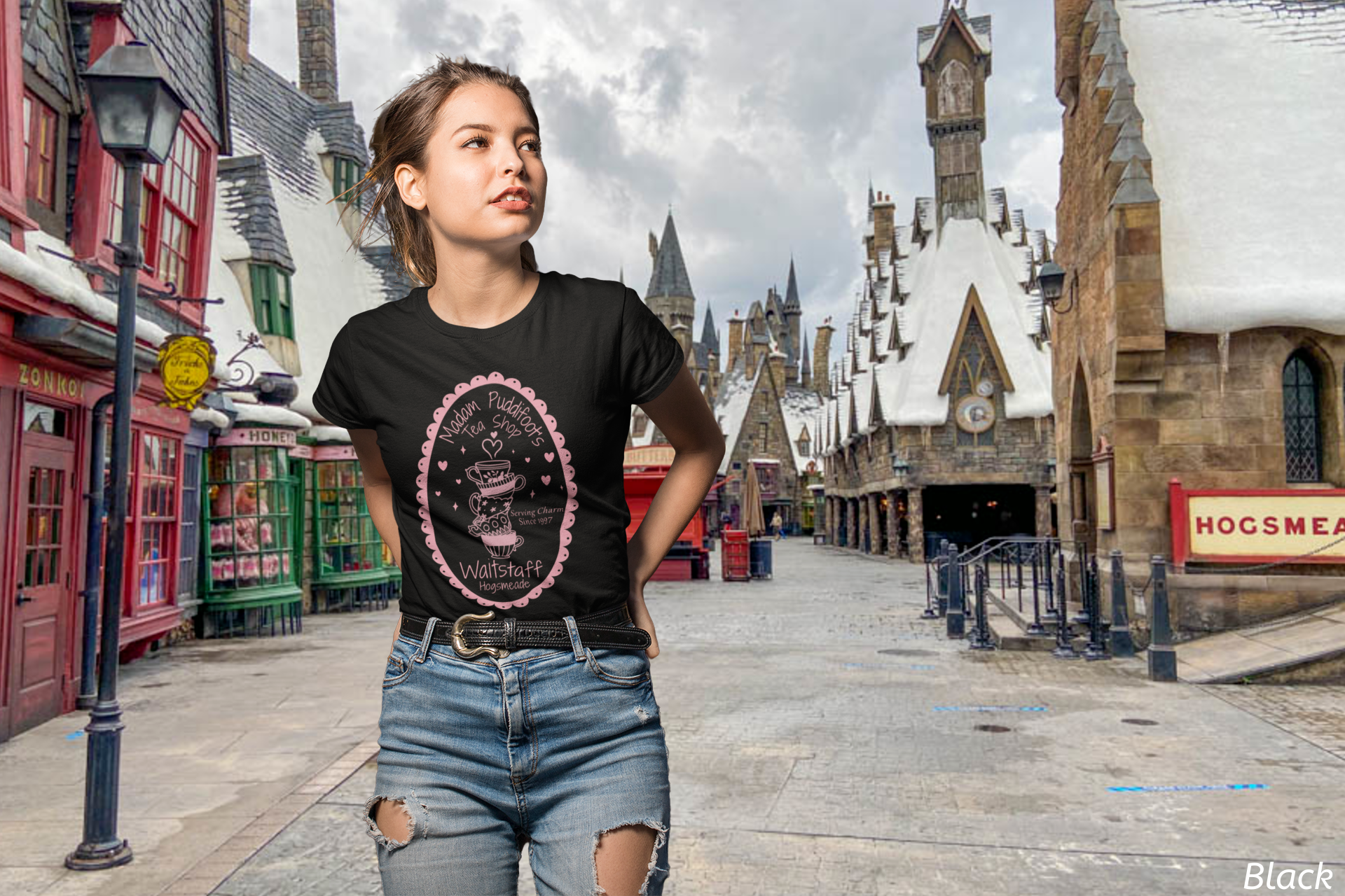 Enchanted Tea Shop Waitstaff Shirt- Cozy Teacup Heart Graphic