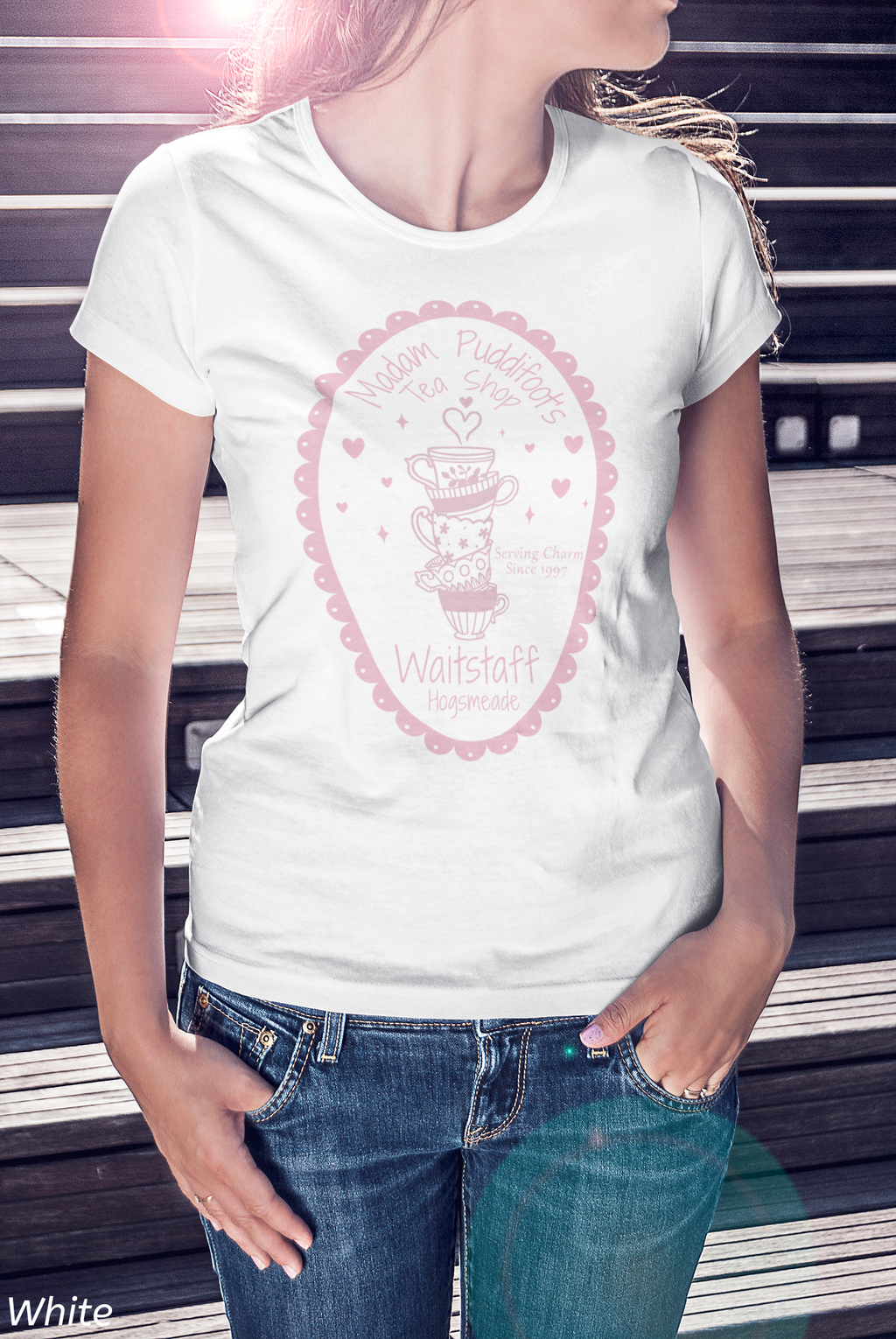 Enchanted Tea Shop Waitstaff Shirt- Cozy Teacup Heart Graphic