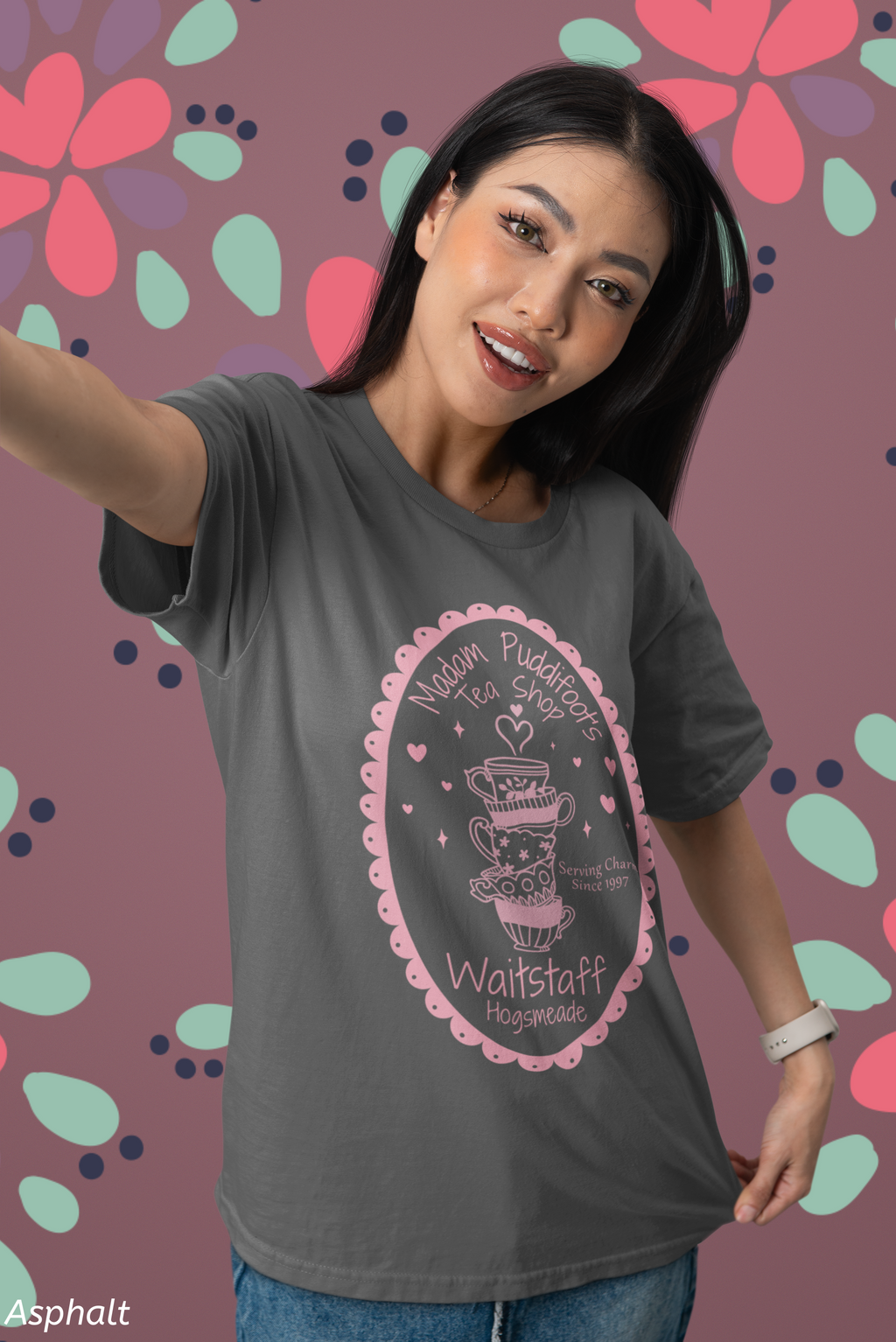 Enchanted Tea Shop Waitstaff Shirt- Cozy Teacup Heart Graphic