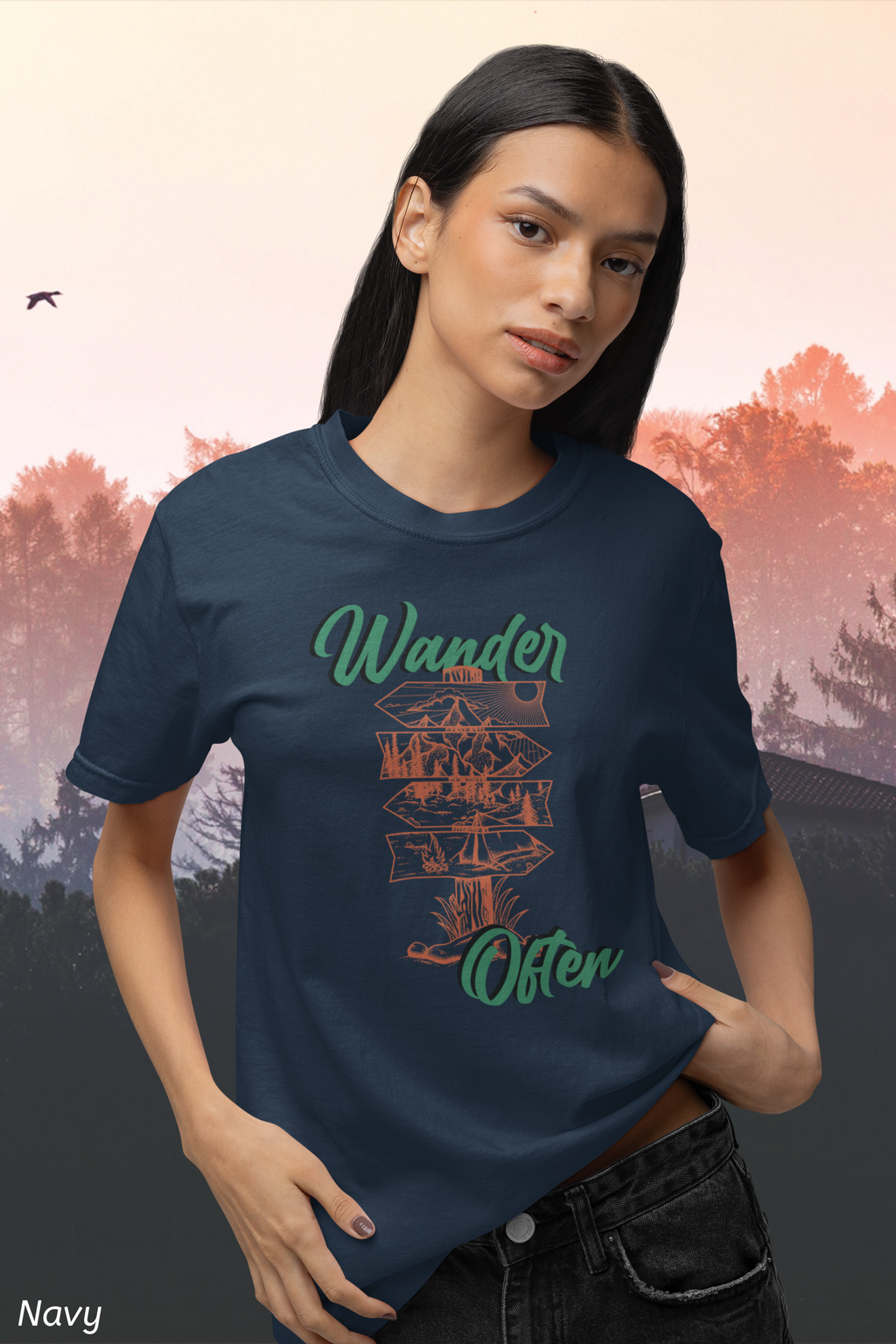 Wander Often Tee- Hiking Shirt, Rustic Signpost Adventure Graphic
