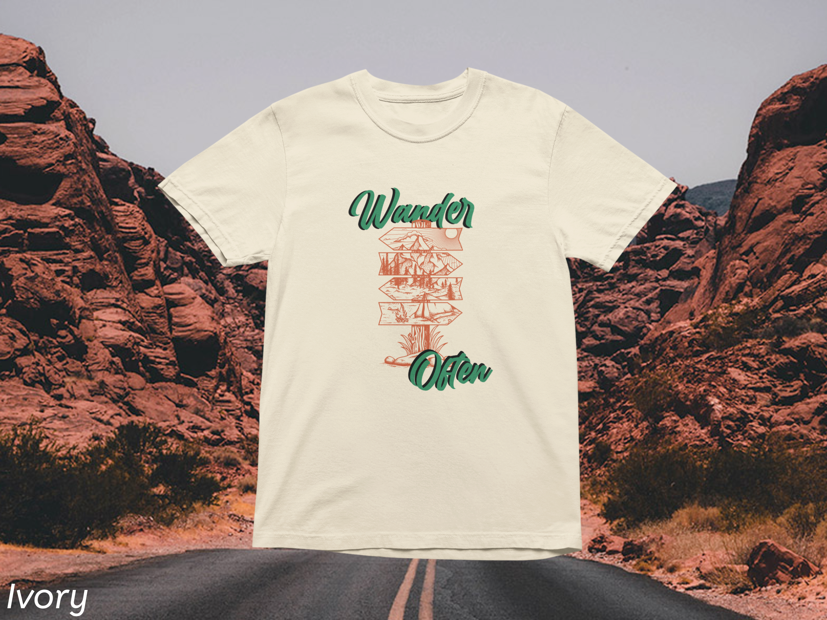Wander Often Tee- Hiking Shirt, Rustic Signpost Adventure Graphic