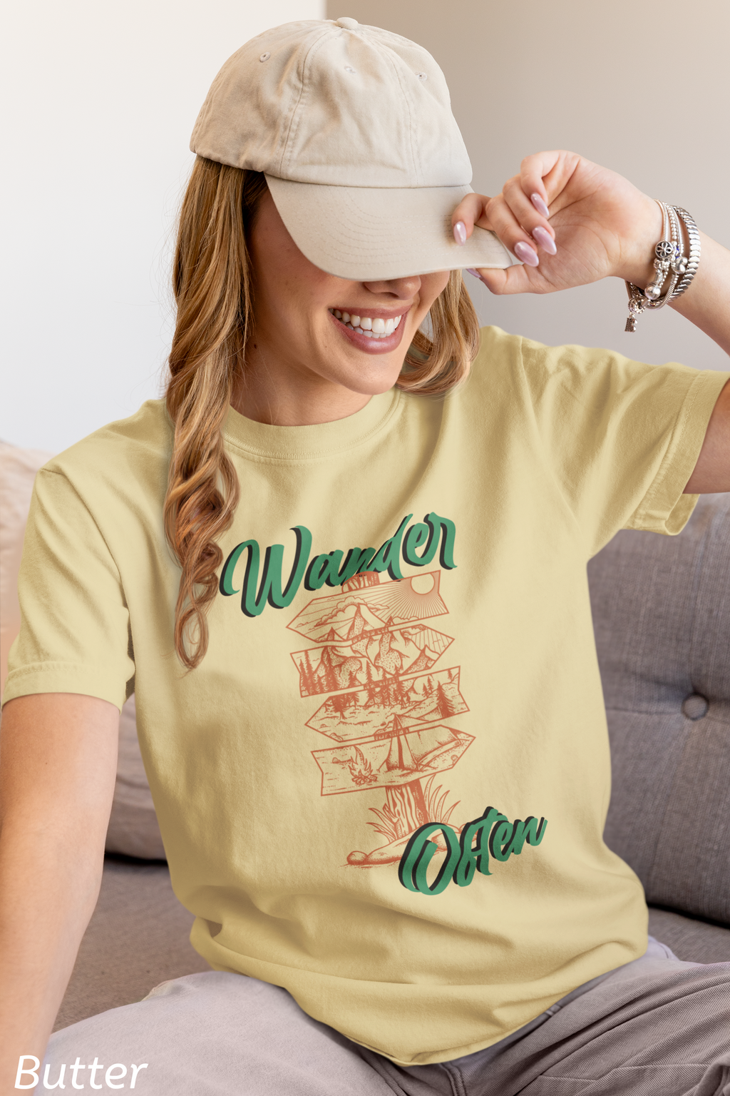 Wander Often Tee- Hiking Shirt, Rustic Signpost Adventure Graphic