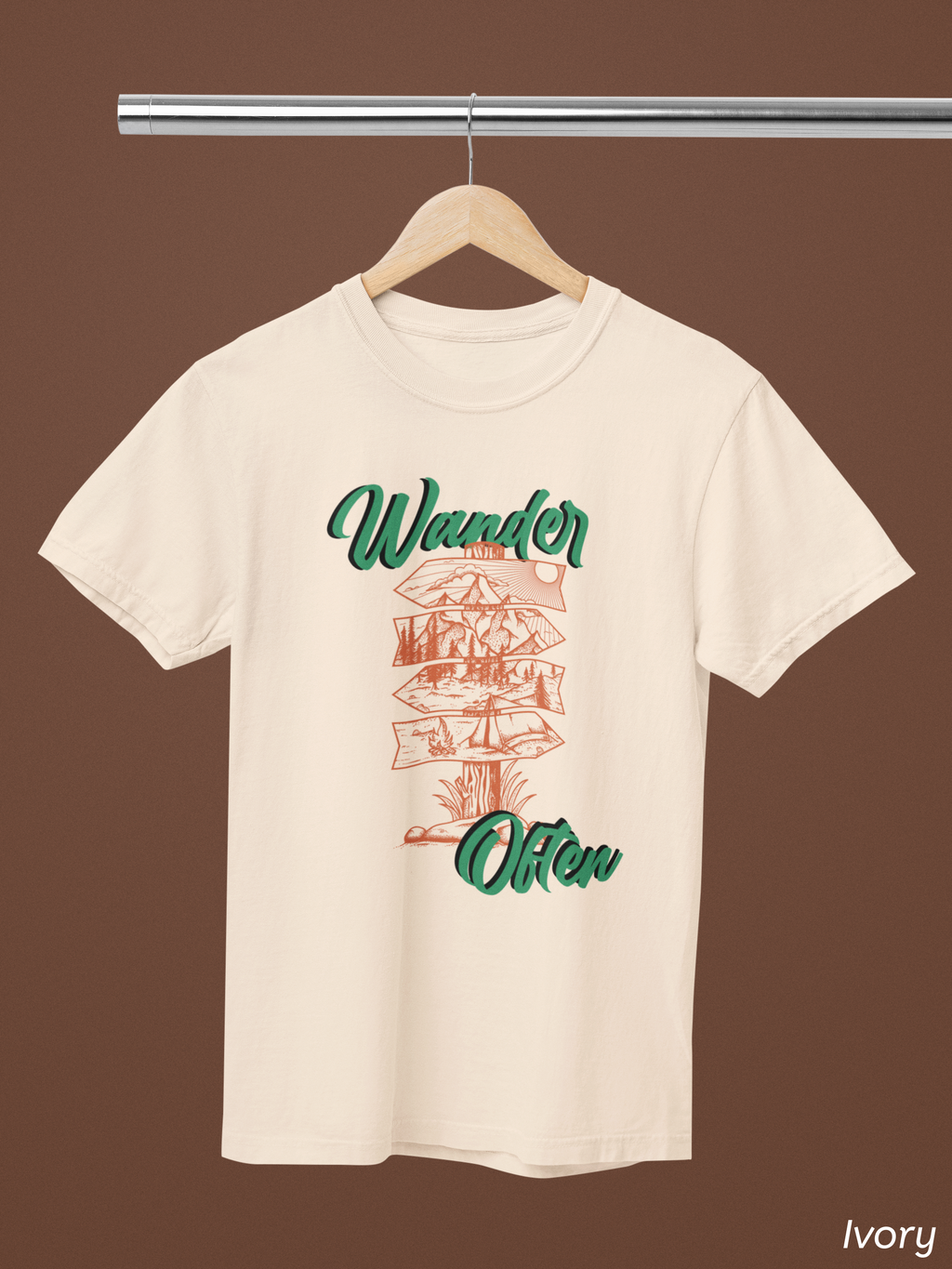 Wander Often Tee- Hiking Shirt, Rustic Signpost Adventure Graphic