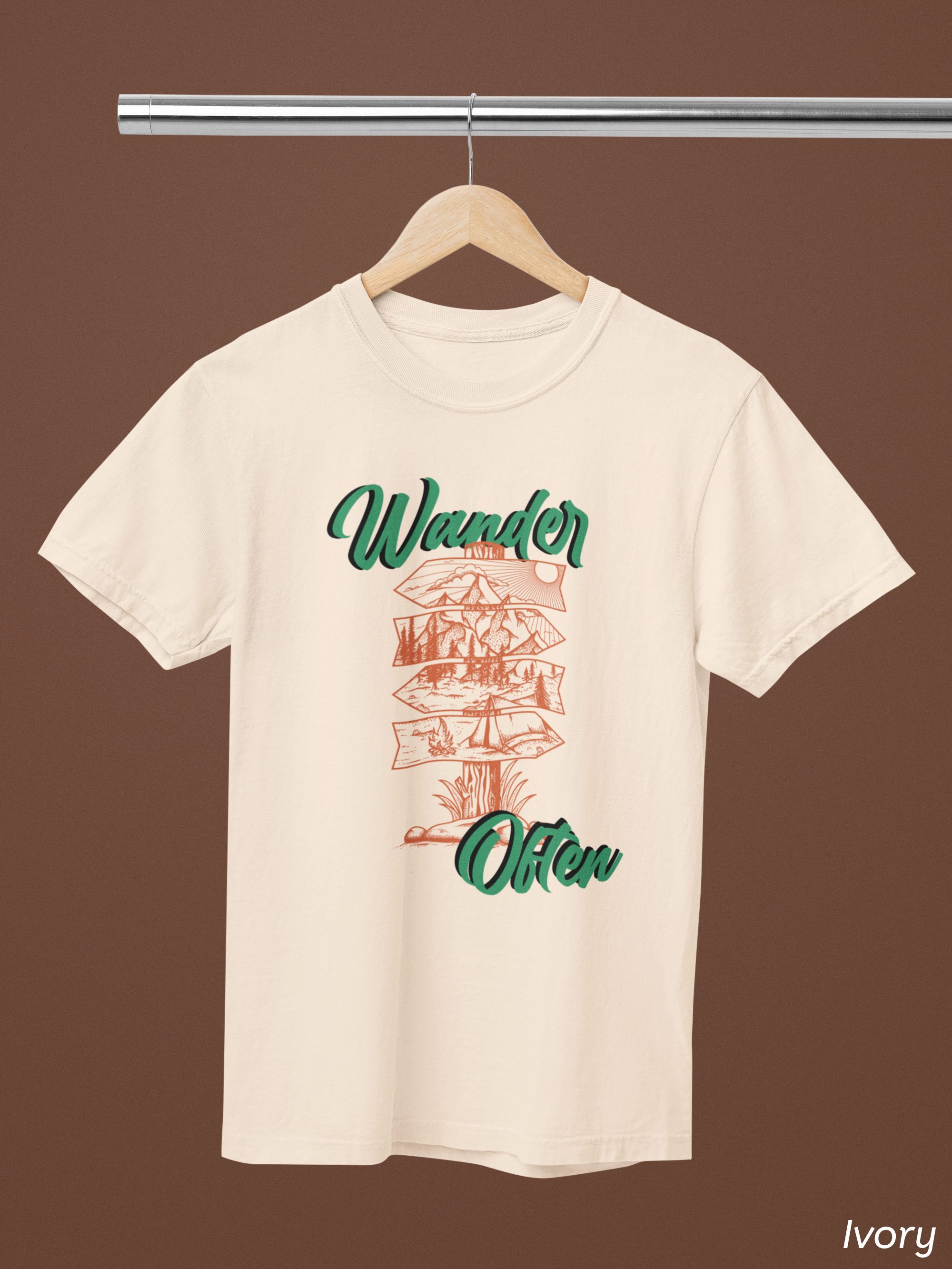 Wander Often Tee- Hiking Shirt, Rustic Signpost Adventure Graphic