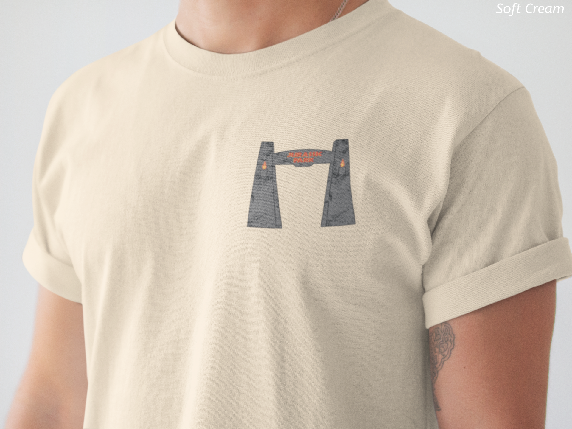 Jurassic Park Gates Shirt- Dinosaur Theme Park Tee, Double Sided T-Rex Jungle Graphic