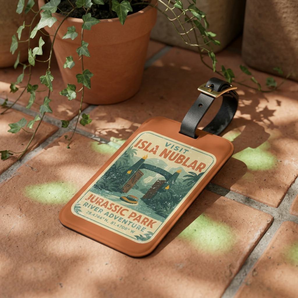 Visit Isla Nublar Luggage Tag- Jurassic Park River Adventure Inspired Travel Tag