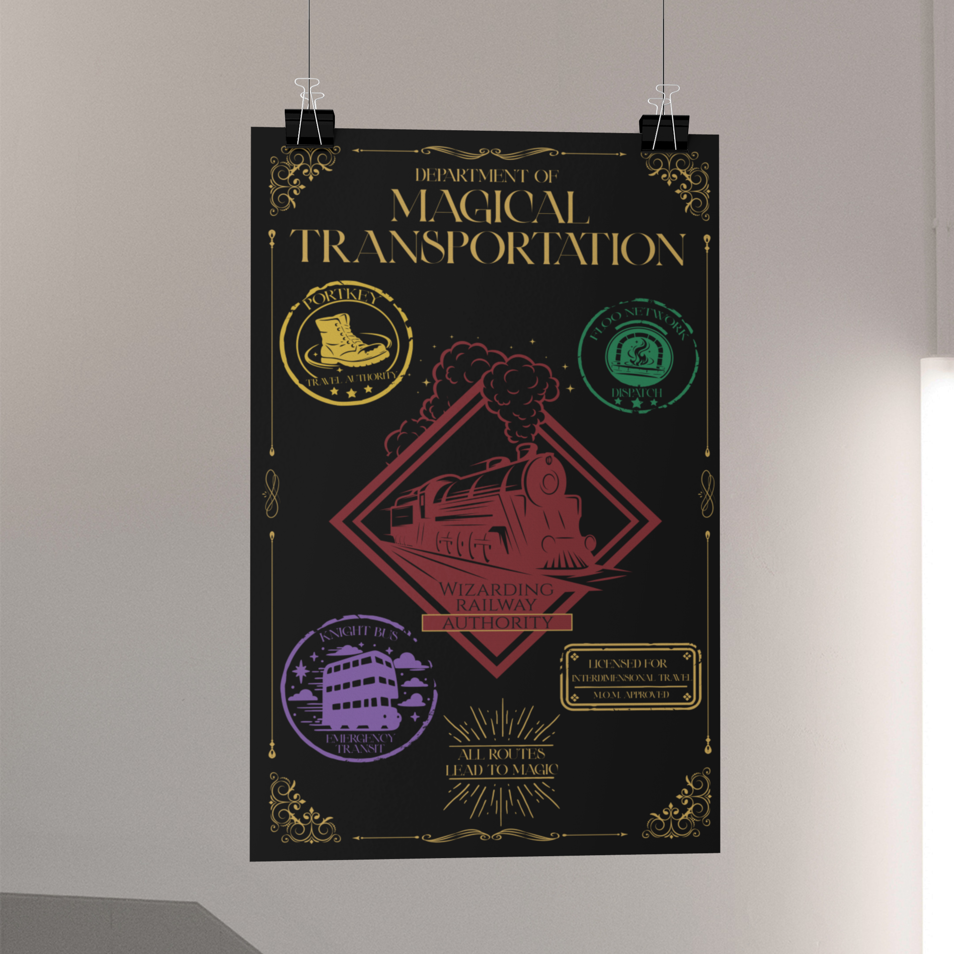 Department of Magical Transportation Poster- 11x17 Wizarding Travel Authority Wall Art