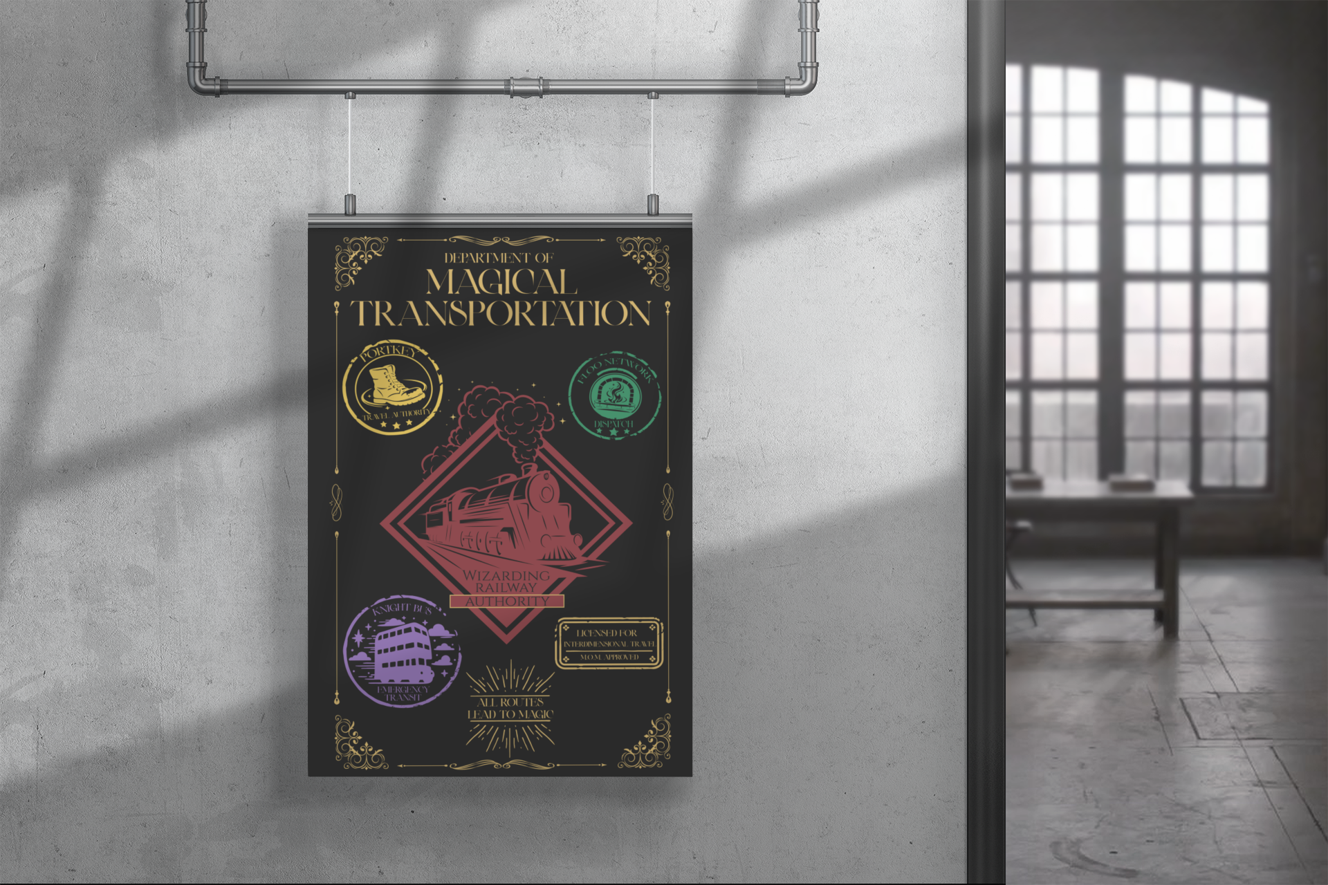 Department of Magical Transportation Poster- 11x17 Wizarding Travel Authority Wall Art