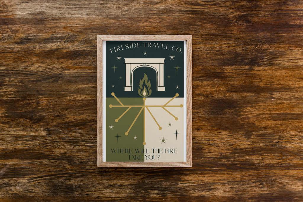 Fireside Travel Co Poster- 11x17 Mid Century Modern Wizarding Wall Art