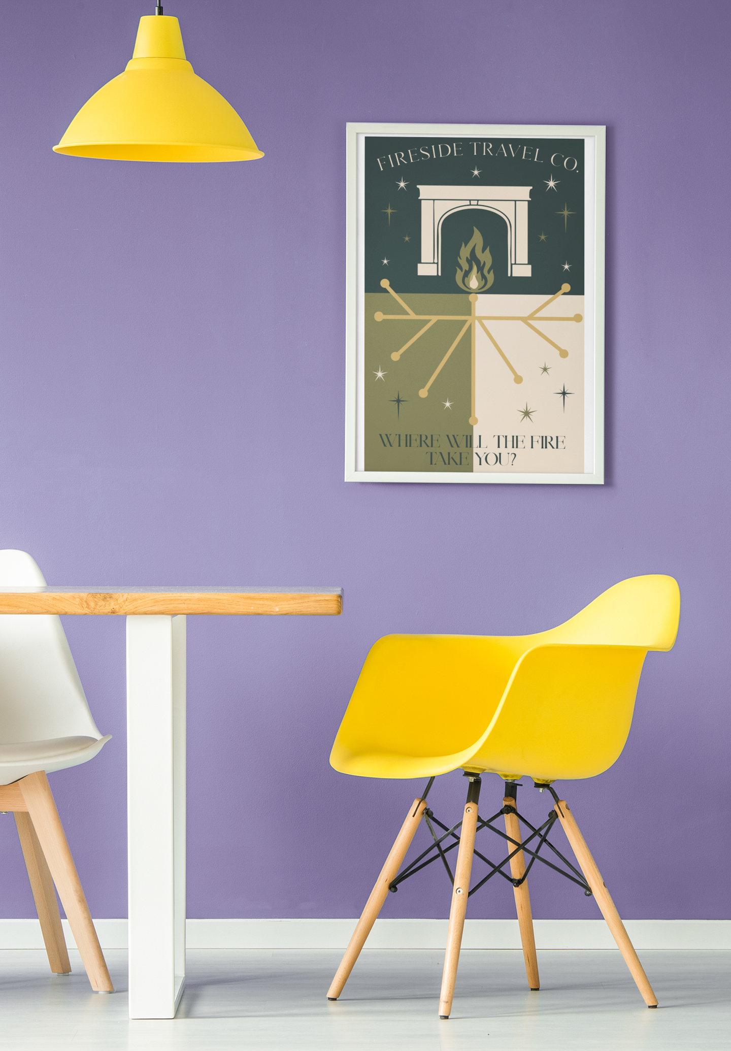 Fireside Travel Co Poster- 11x17 Mid Century Modern Wizarding Wall Art