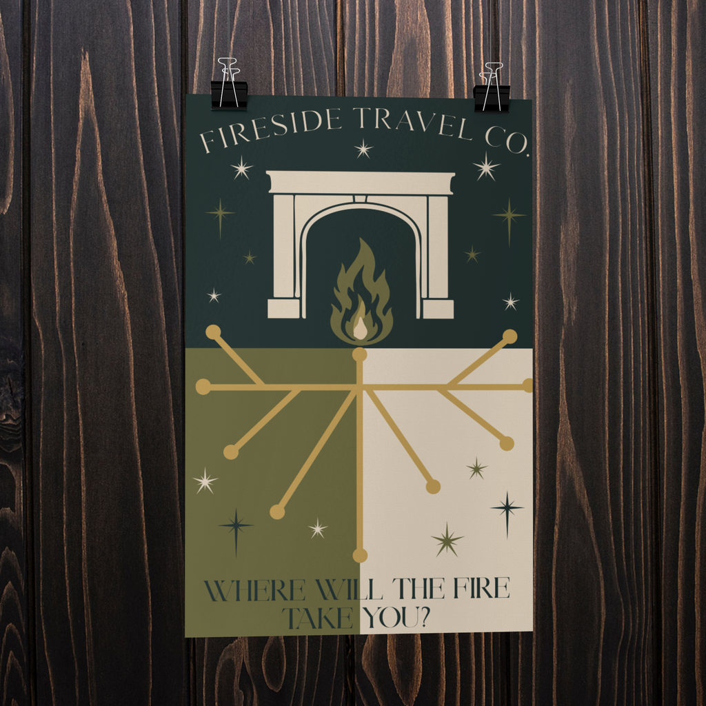 Fireside Travel Co Poster- 11x17 Mid Century Modern Wizarding Wall Art