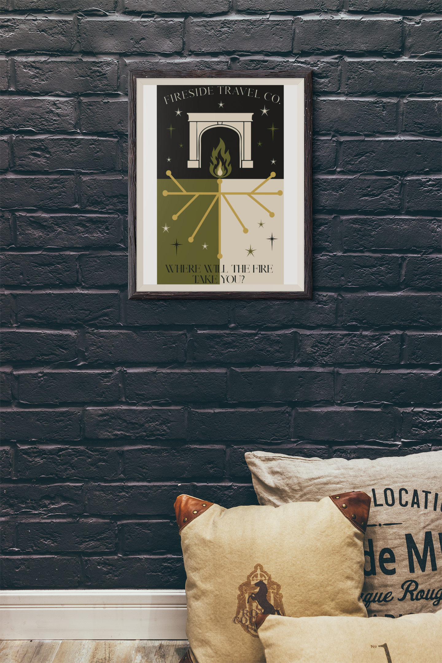 Fireside Travel Co Poster- 11x17 Mid Century Modern Wizarding Wall Art