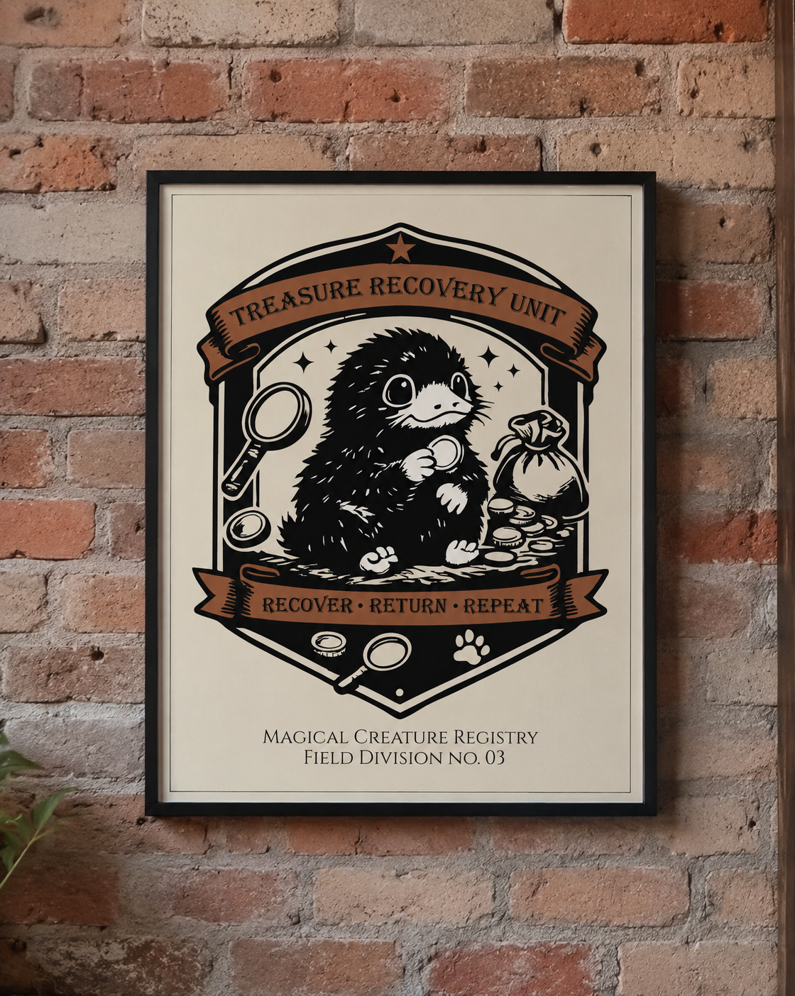 Treasure Recovery Unit Niffler Poster- 8x10 Magical Creature Registry Print No. 03