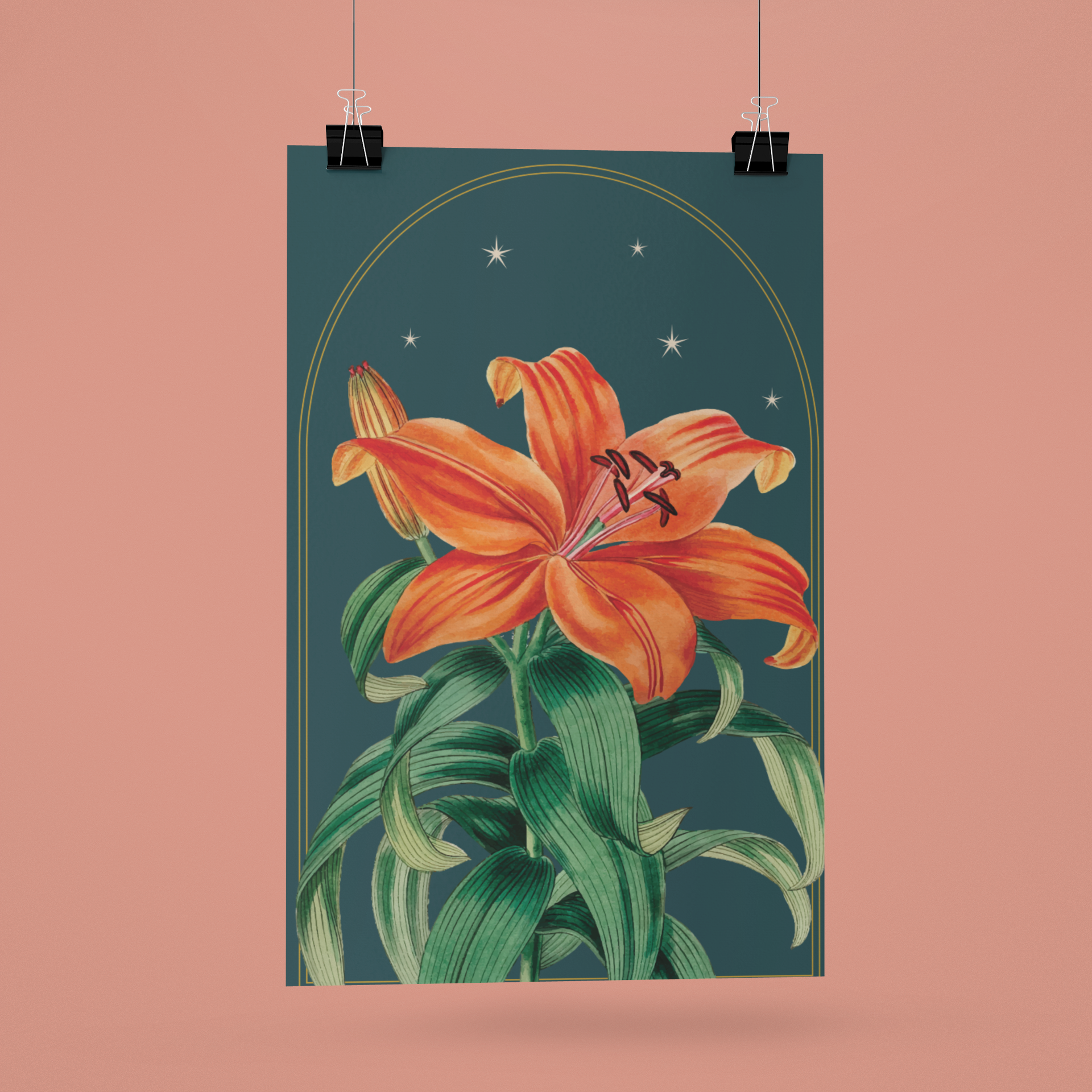 Tiger Lily Botanical Print- 11x17 Vintage Botanical Illustration Wall Art