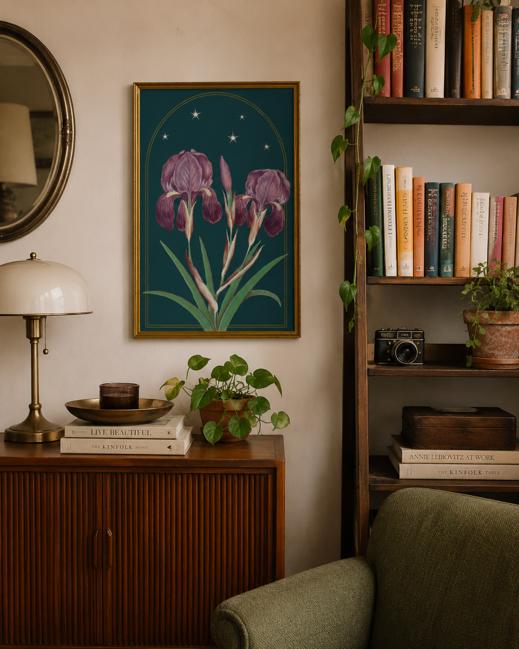 Iris Botanical Print- 11x17 Vintage Botanical Illustration Wall Art