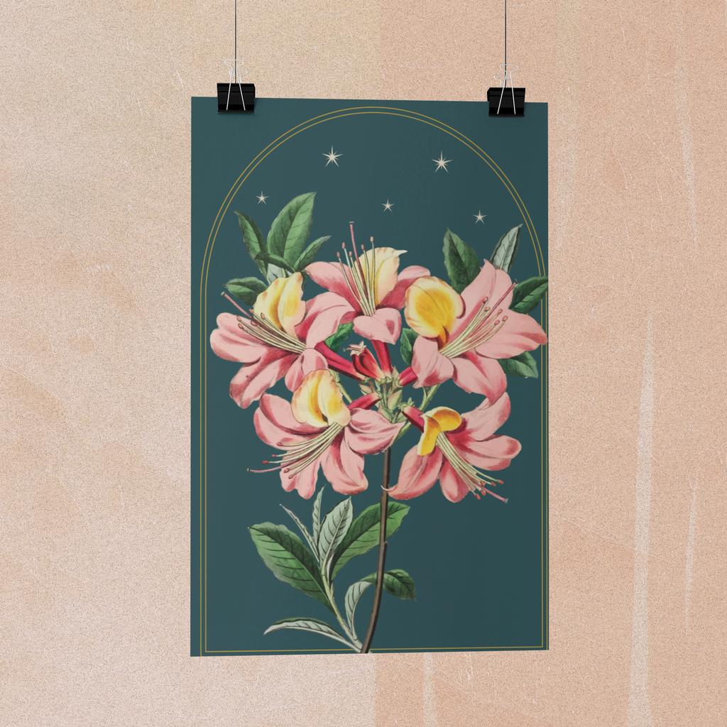 Azalea Botanical Print- 11x17 Vintage Botanical Illustration Wall Art