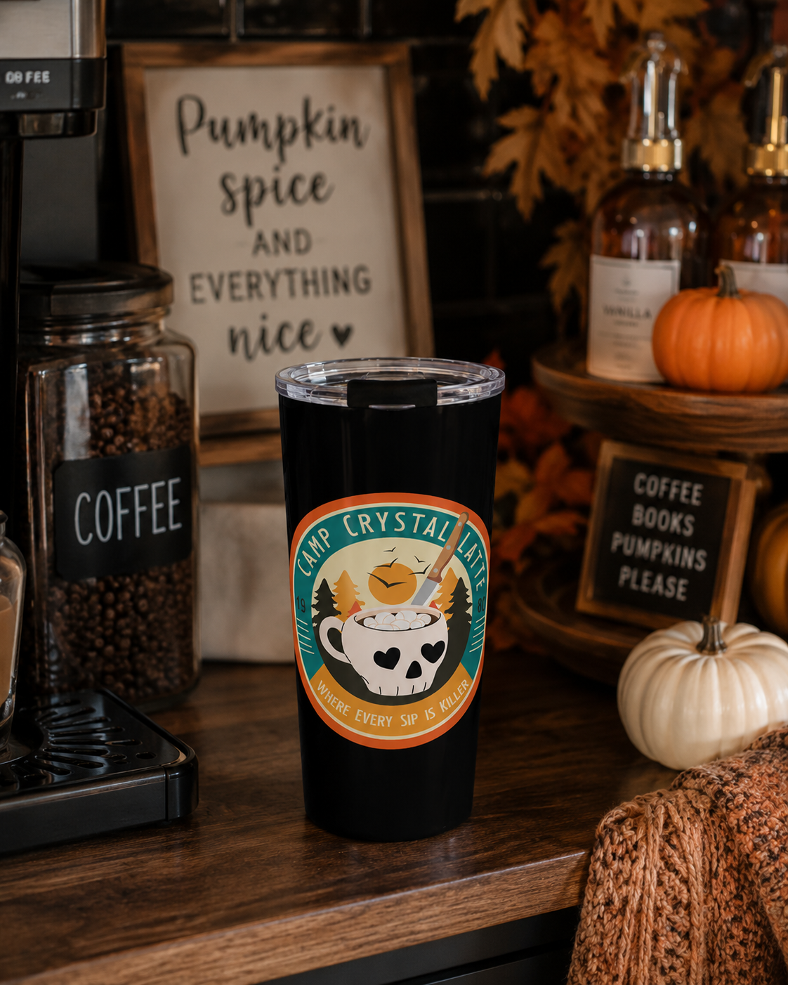 Camp Crystal Latte 20oz Tumbler- Horror Coffee Travel Mug