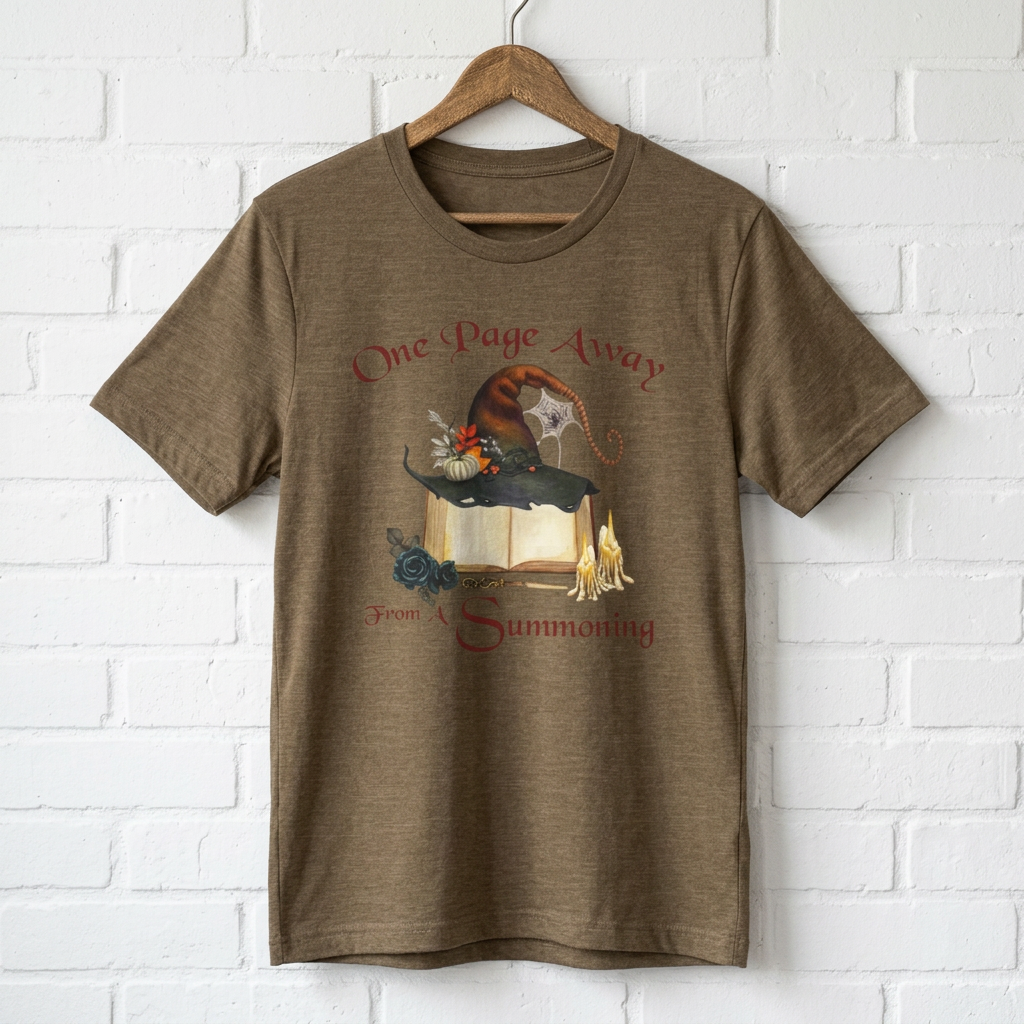 One Page Away From a Summoning Shirt- Witchy Book Lover Tee