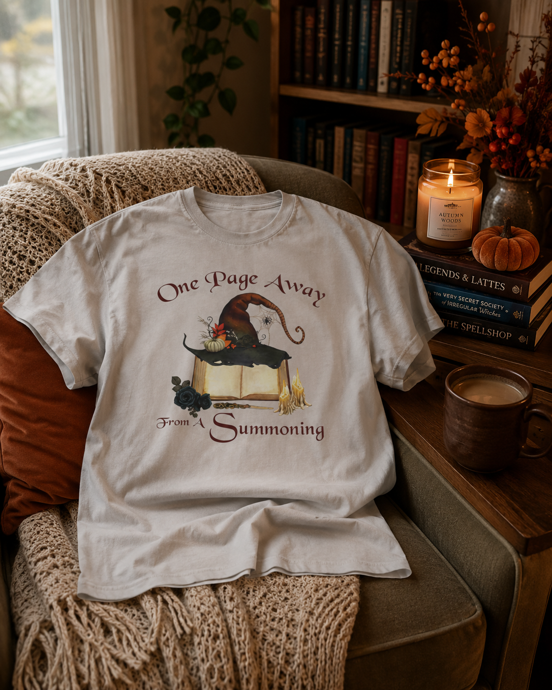 One Page Away From a Summoning Shirt- Witchy Book Lover Tee