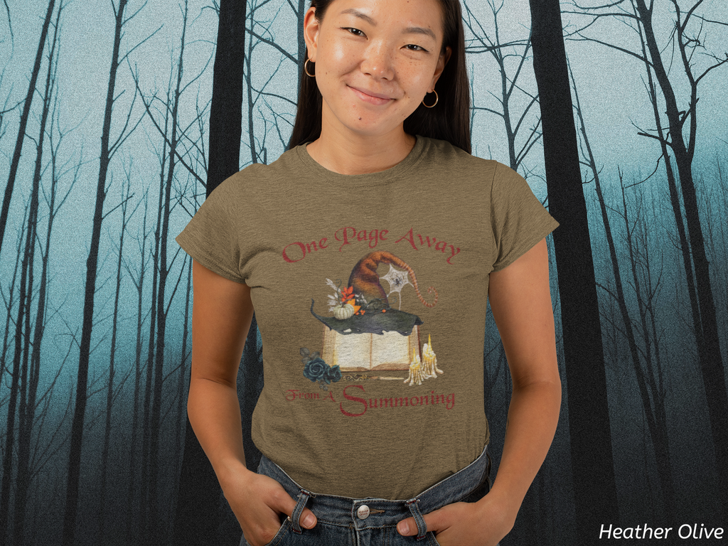One Page Away From a Summoning Shirt- Witchy Book Lover Tee