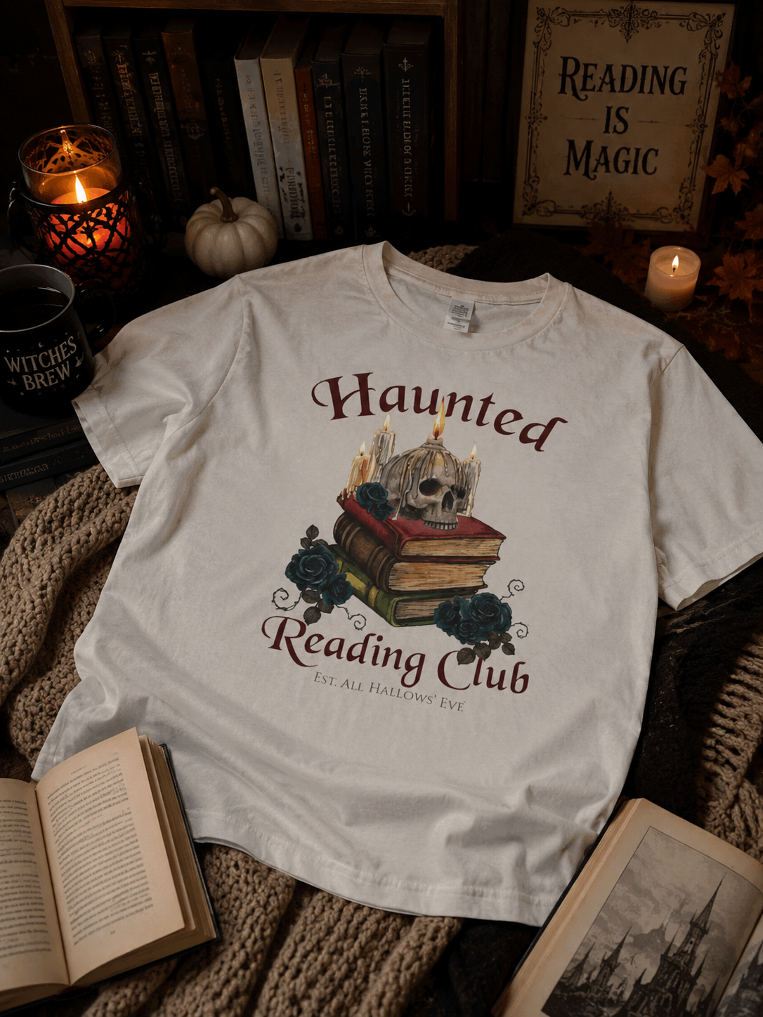 Haunted Reading Club Shirt- Gothic Book Lover Tee