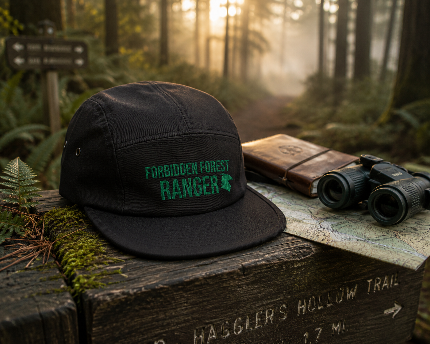 Forbidden Forest Ranger Hat- Embroidered 5 Panel Cap