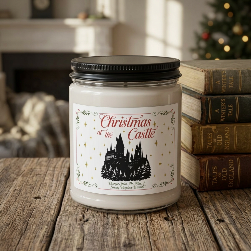 Christmas at the Castle- Orange Spice, Pine, & Smoky Fireplace Soy Candle
