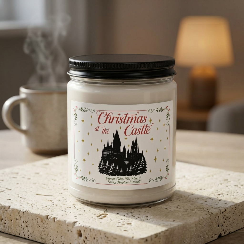 Christmas at the Castle- Orange Spice, Pine, & Smoky Fireplace Soy Candle