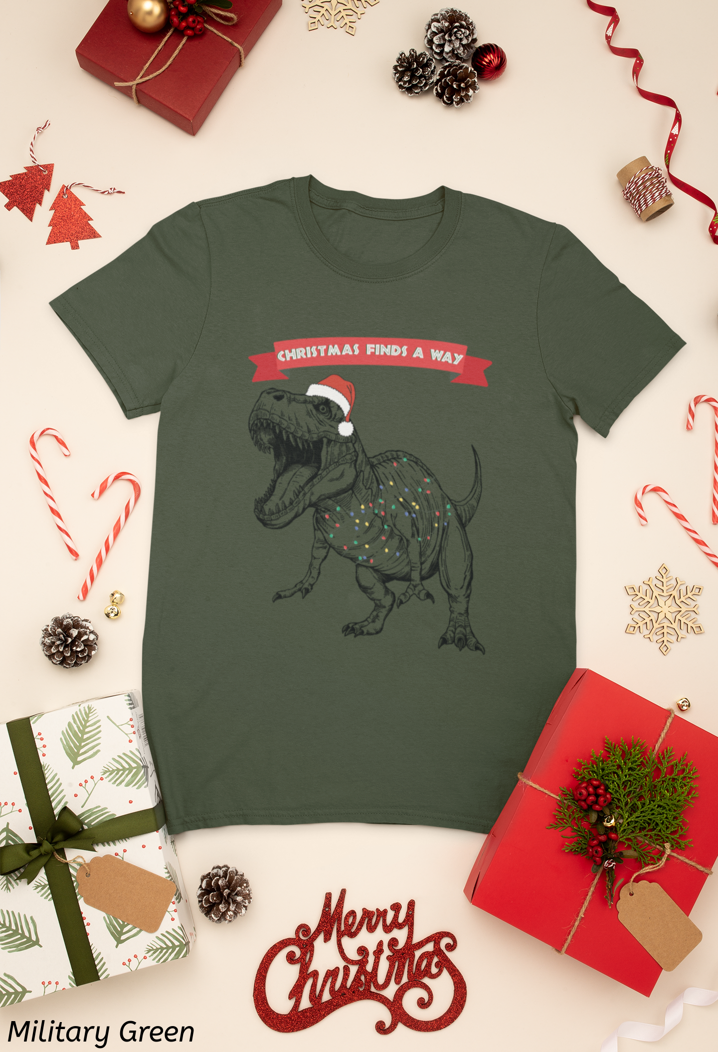 Christmas Finds a Way Shirt- Funny Jurassic Park Dinosaur Shirt