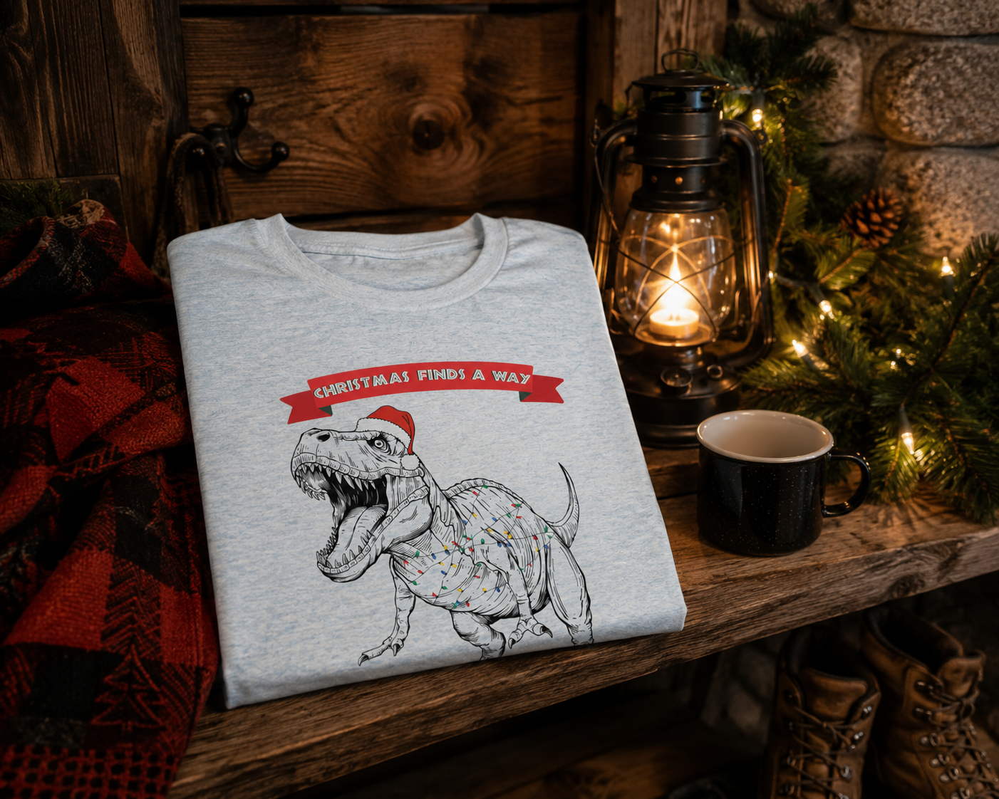 Christmas Finds a Way Shirt- Funny Jurassic Park Dinosaur Shirt