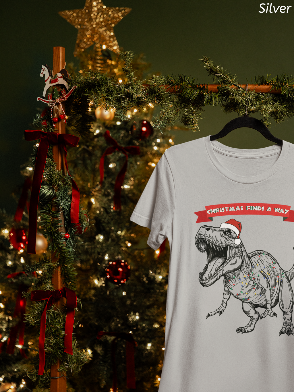 Christmas Finds a Way Shirt- Funny Jurassic Park Dinosaur Shirt