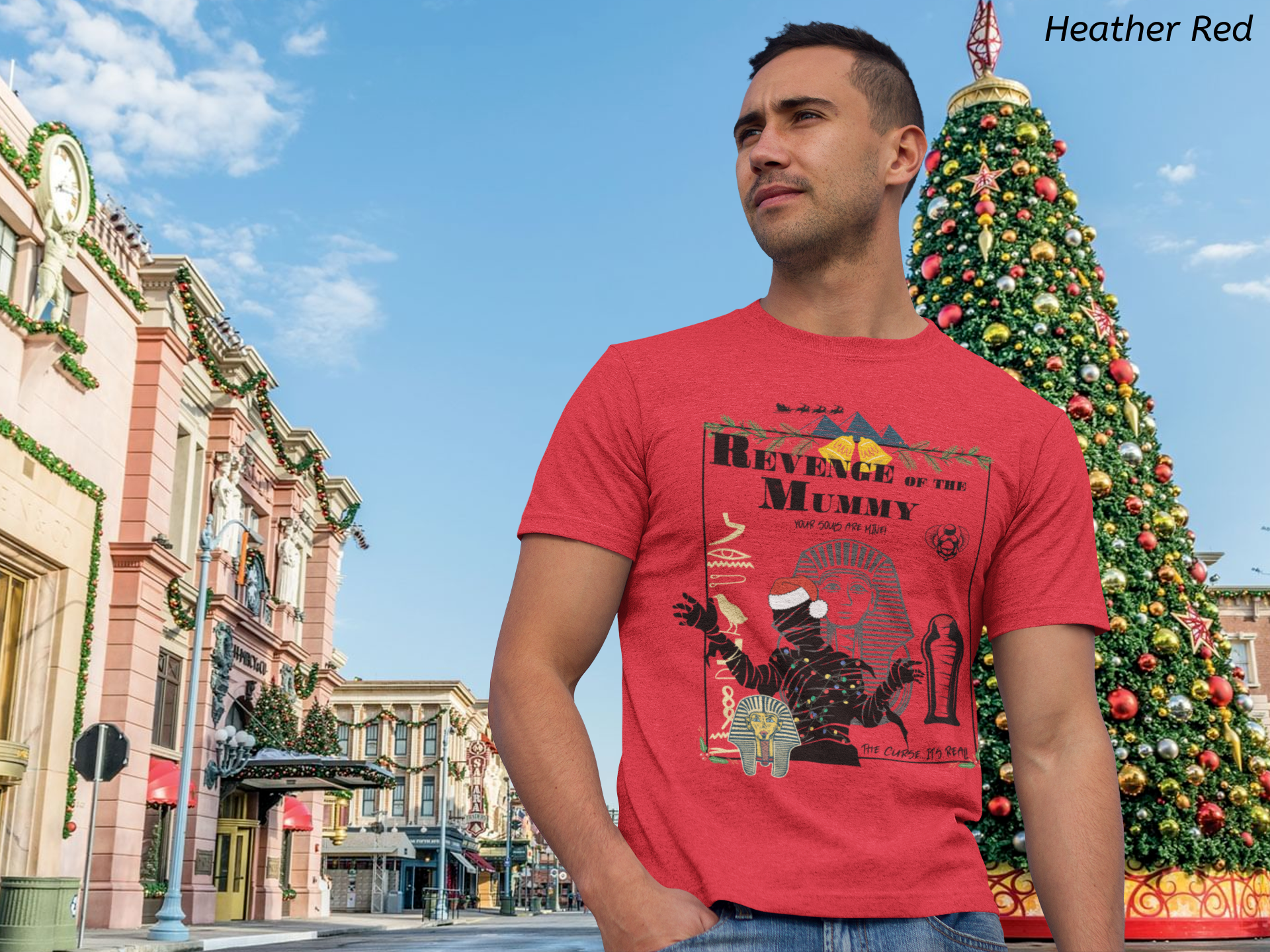Revenge of the Mummy Christmas Shirt- Double Sided Universal Ride Holiday Tee