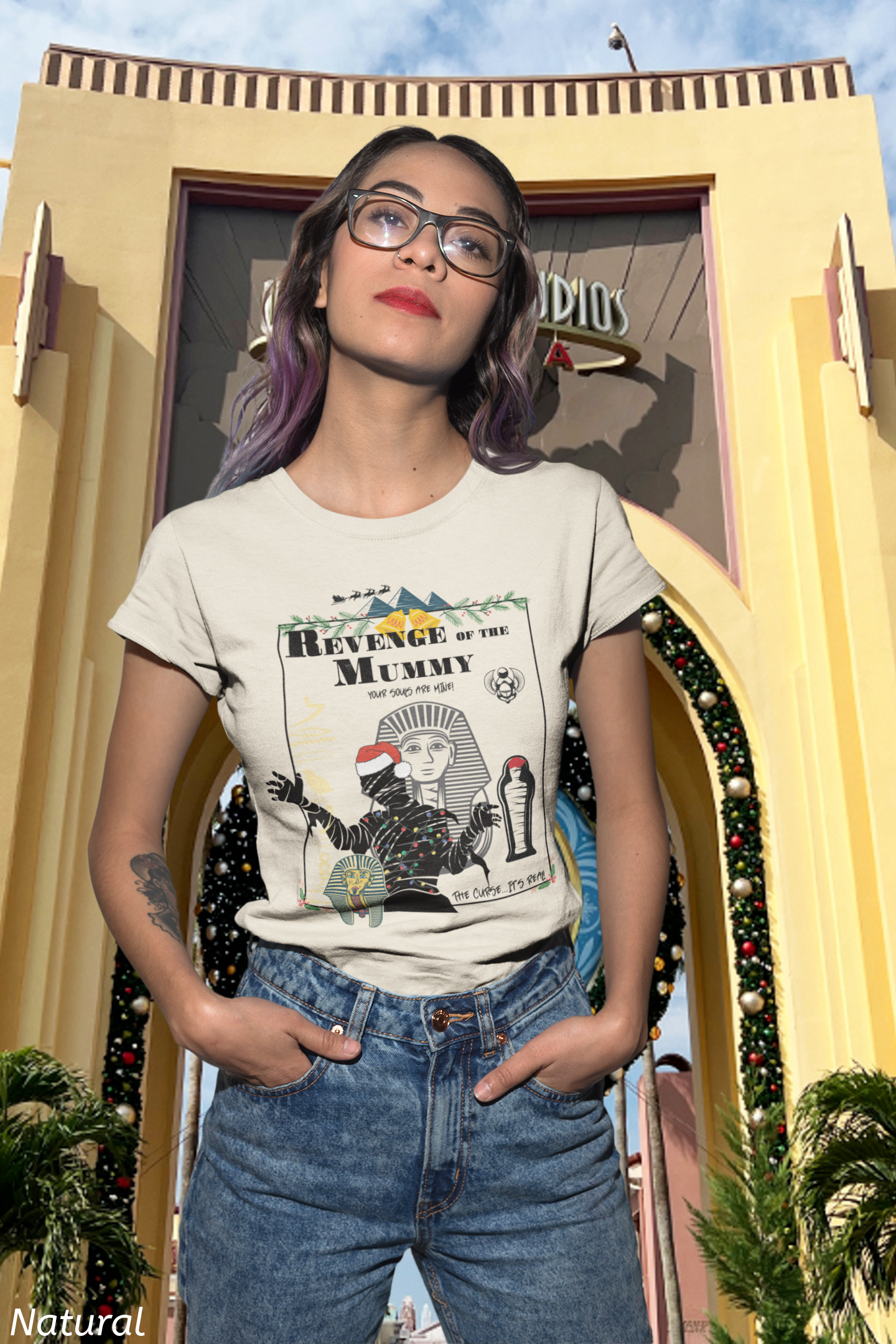 Revenge of the Mummy Christmas Shirt- Double Sided Universal Ride Holiday Tee