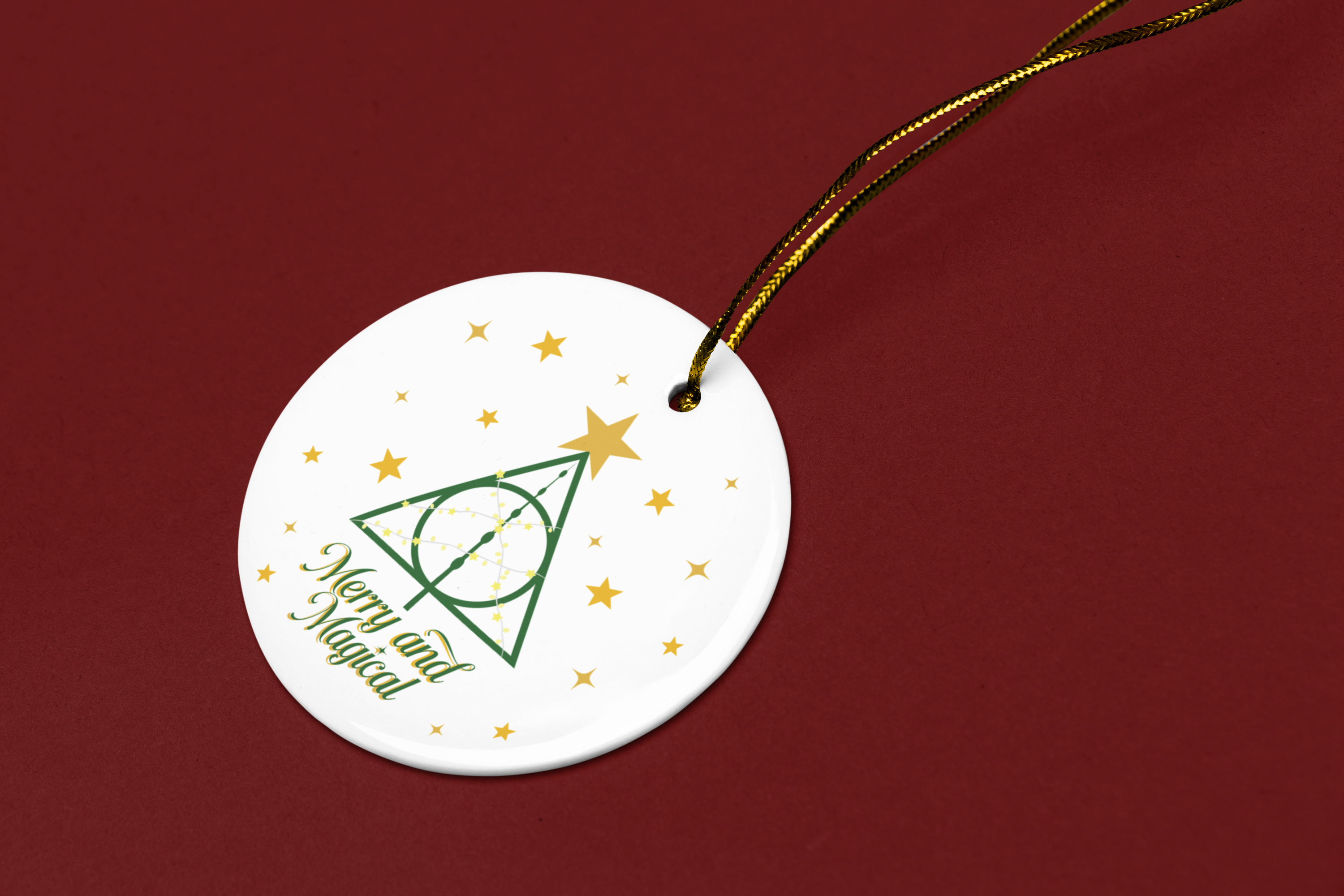 Merry and Magical Ornament- Wizard Inspired Ceramic Christmas Ornament