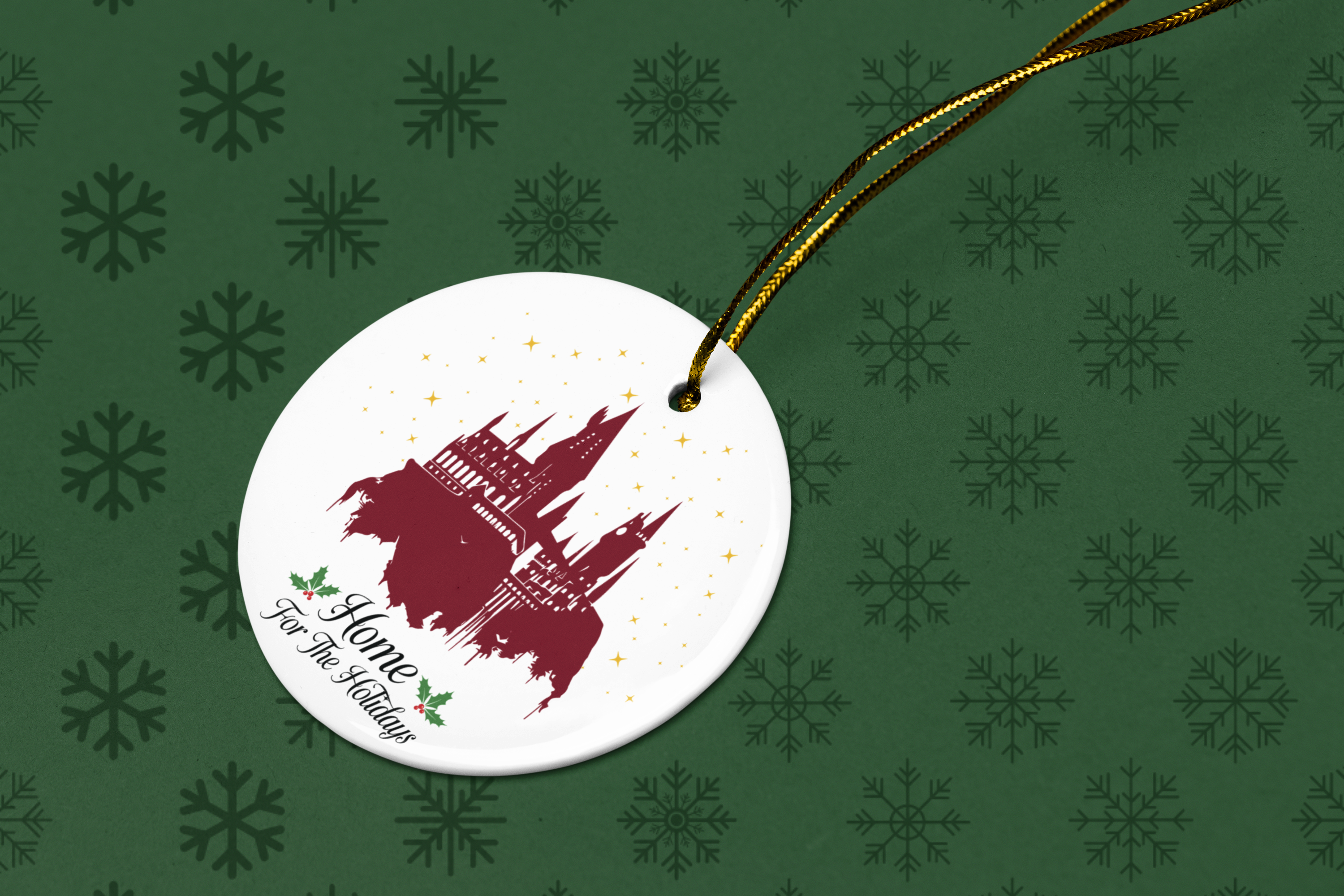 Home for the Holidays Castle Ornament- Ceramic Magical Wizard Christmas Decor