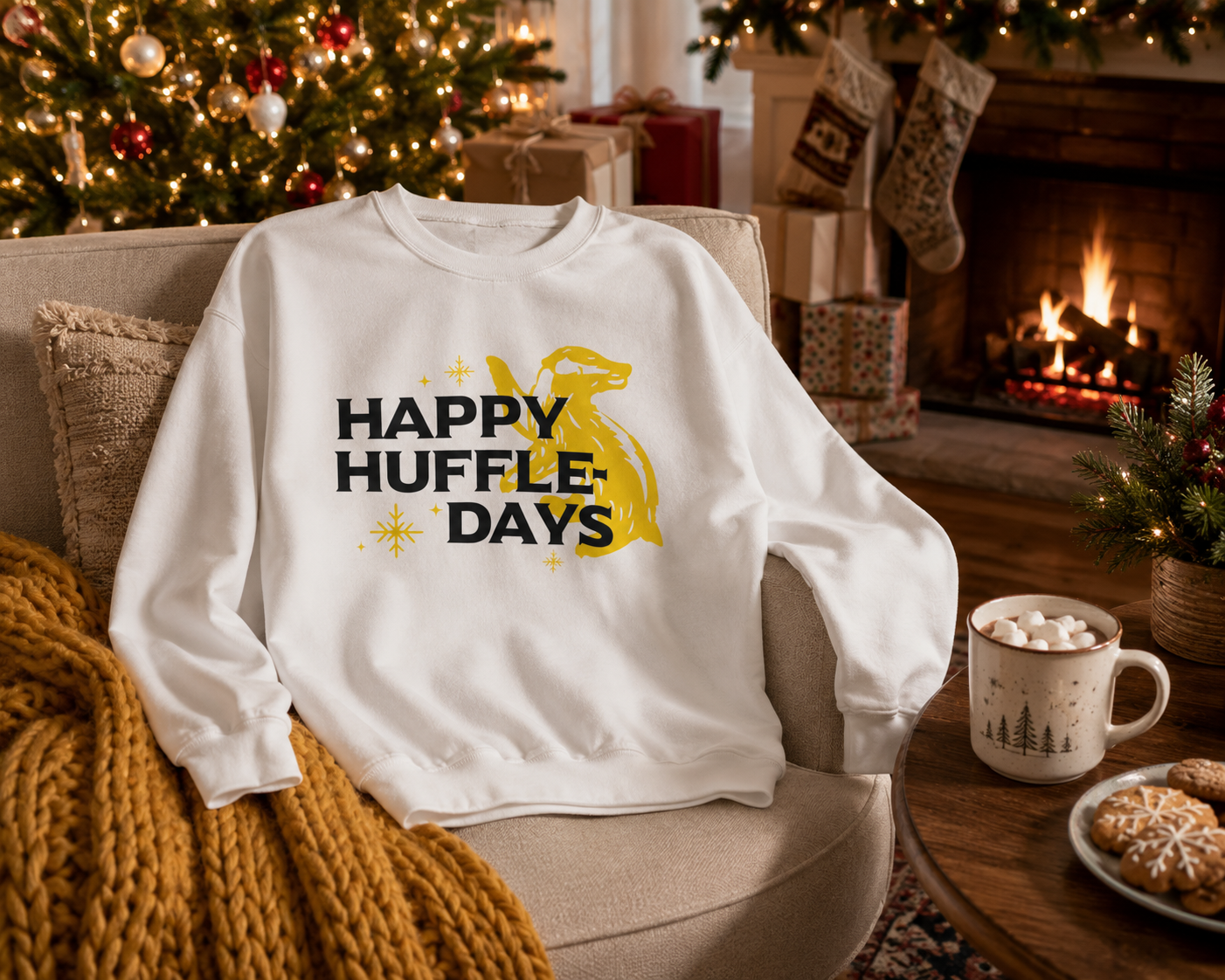 Happy Huffle-days Crewneck Sweatshirt- Wizard Christmas Sweatshirt