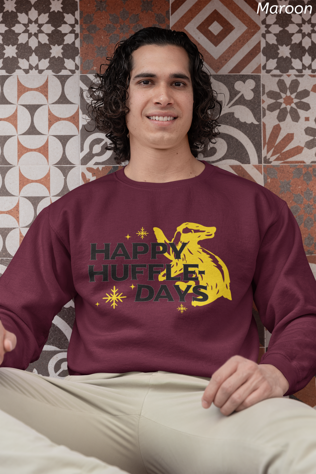 Happy Huffle-days Crewneck Sweatshirt- Wizard Christmas Sweatshirt