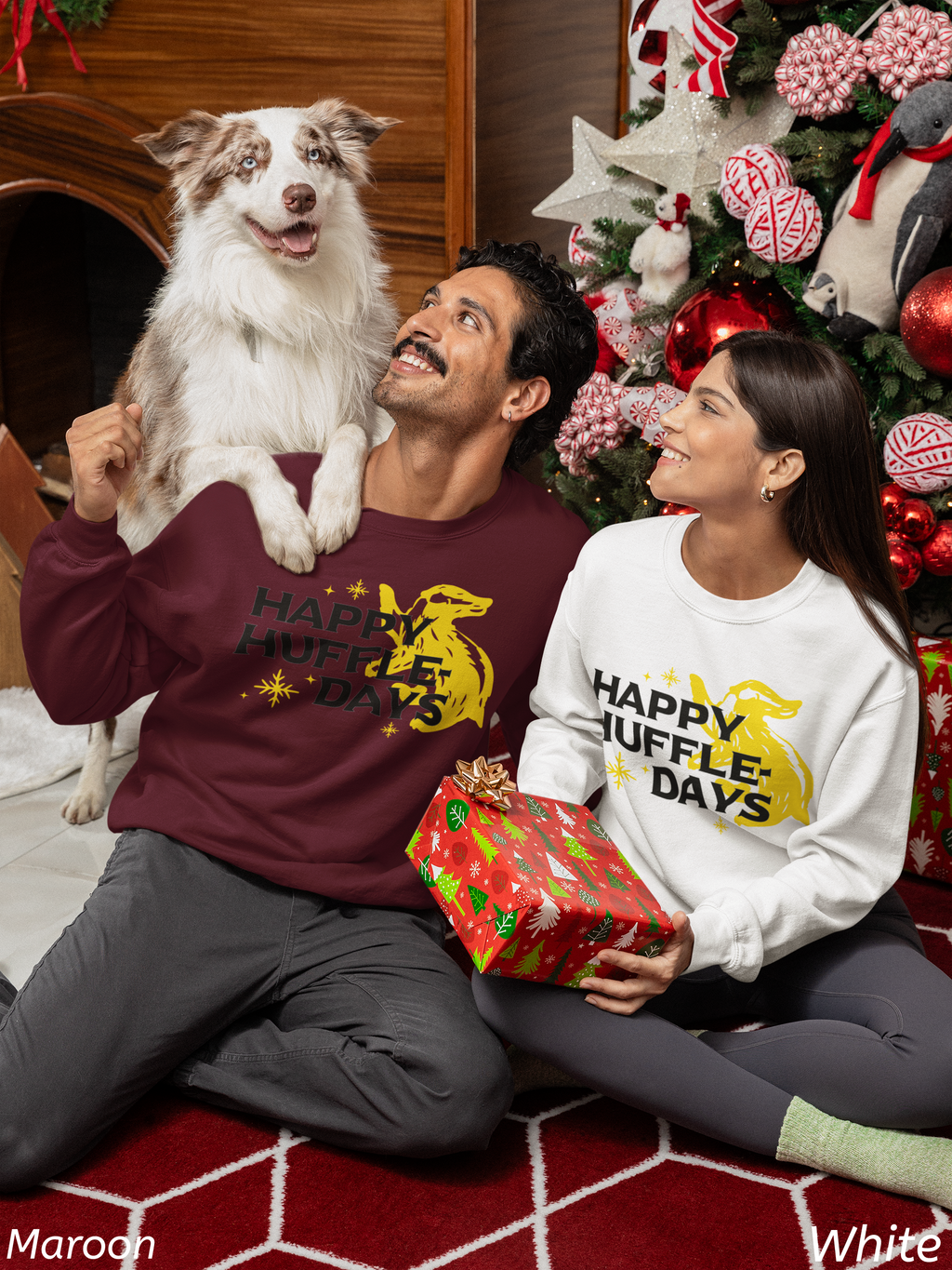 Happy Huffle-days Crewneck Sweatshirt- Wizard Christmas Sweatshirt