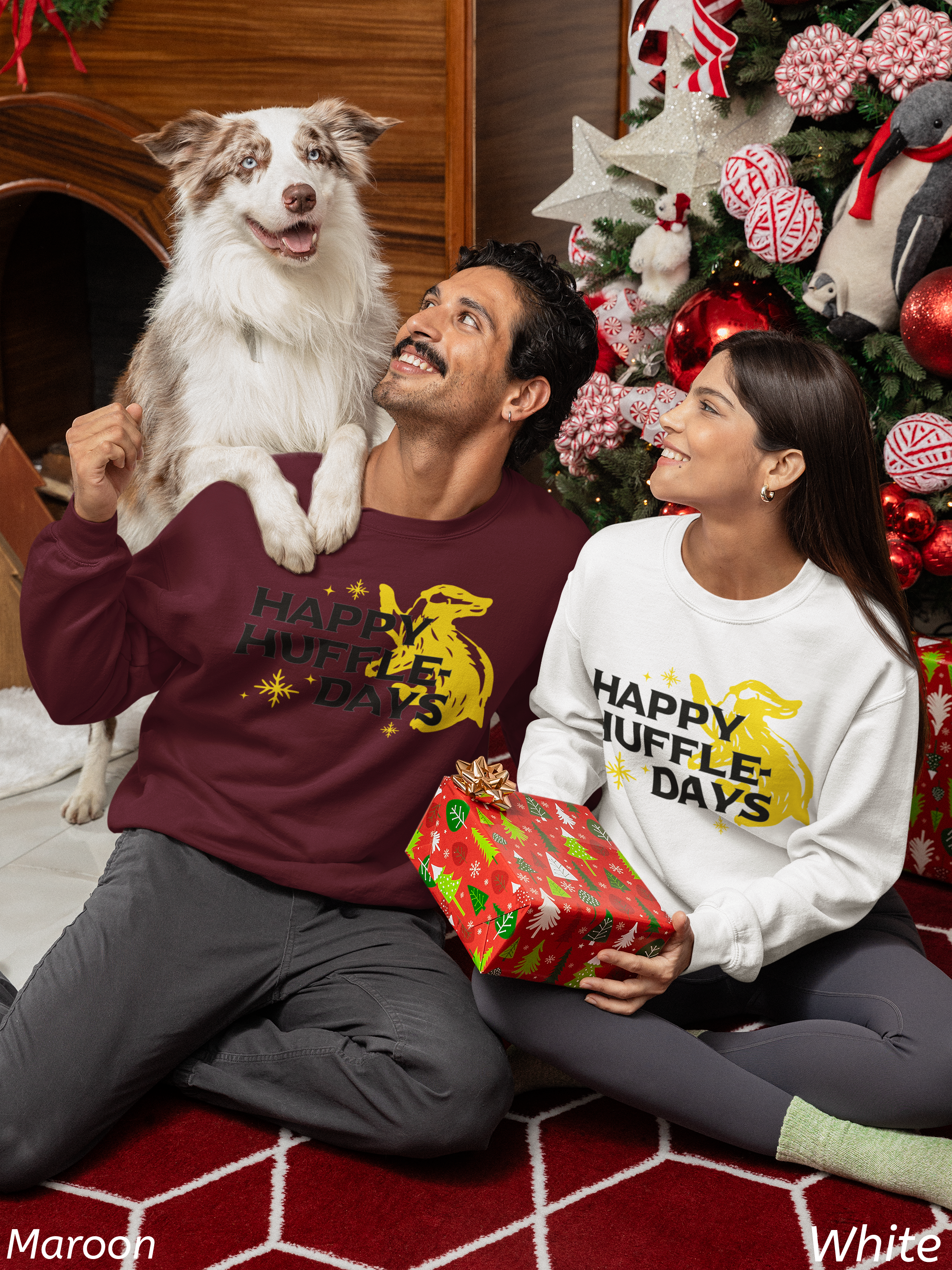 Happy Huffle-days Crewneck Sweatshirt- Wizard Christmas Sweatshirt